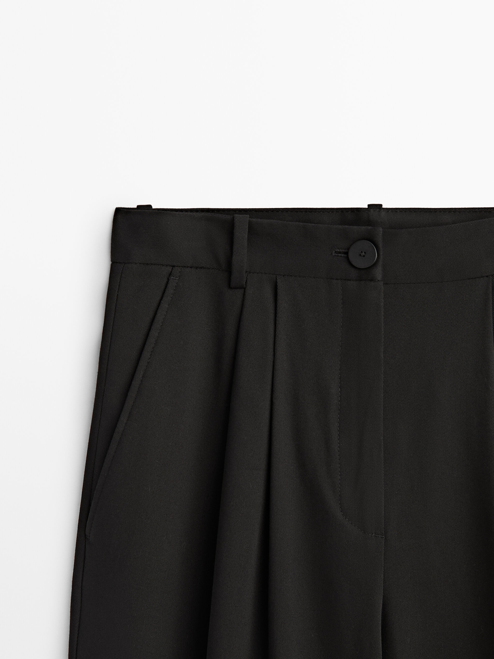 Pantalón pinzas mezcla algodón - NEGRO