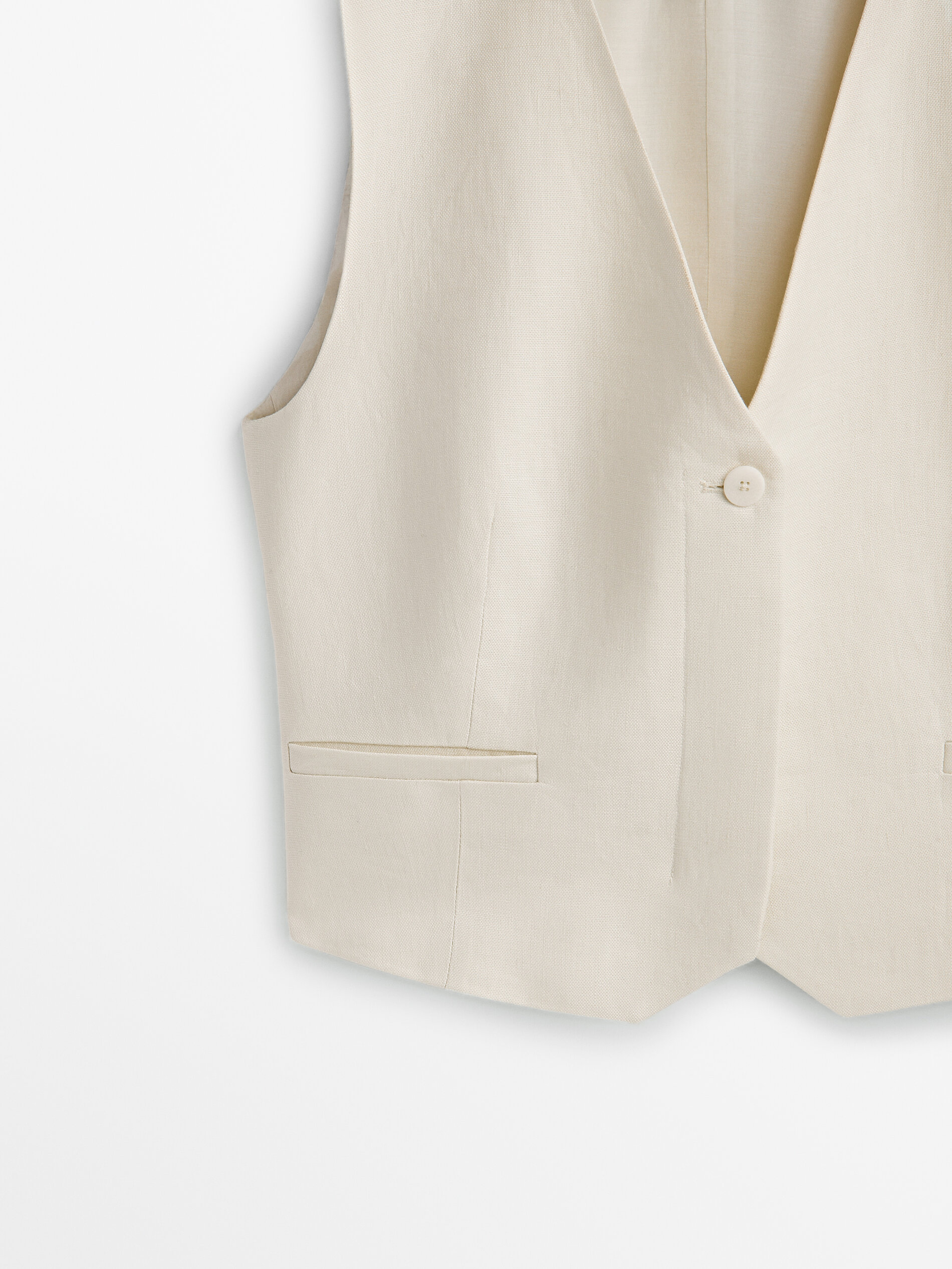 Chaleco traje 100% lino - Vainilla