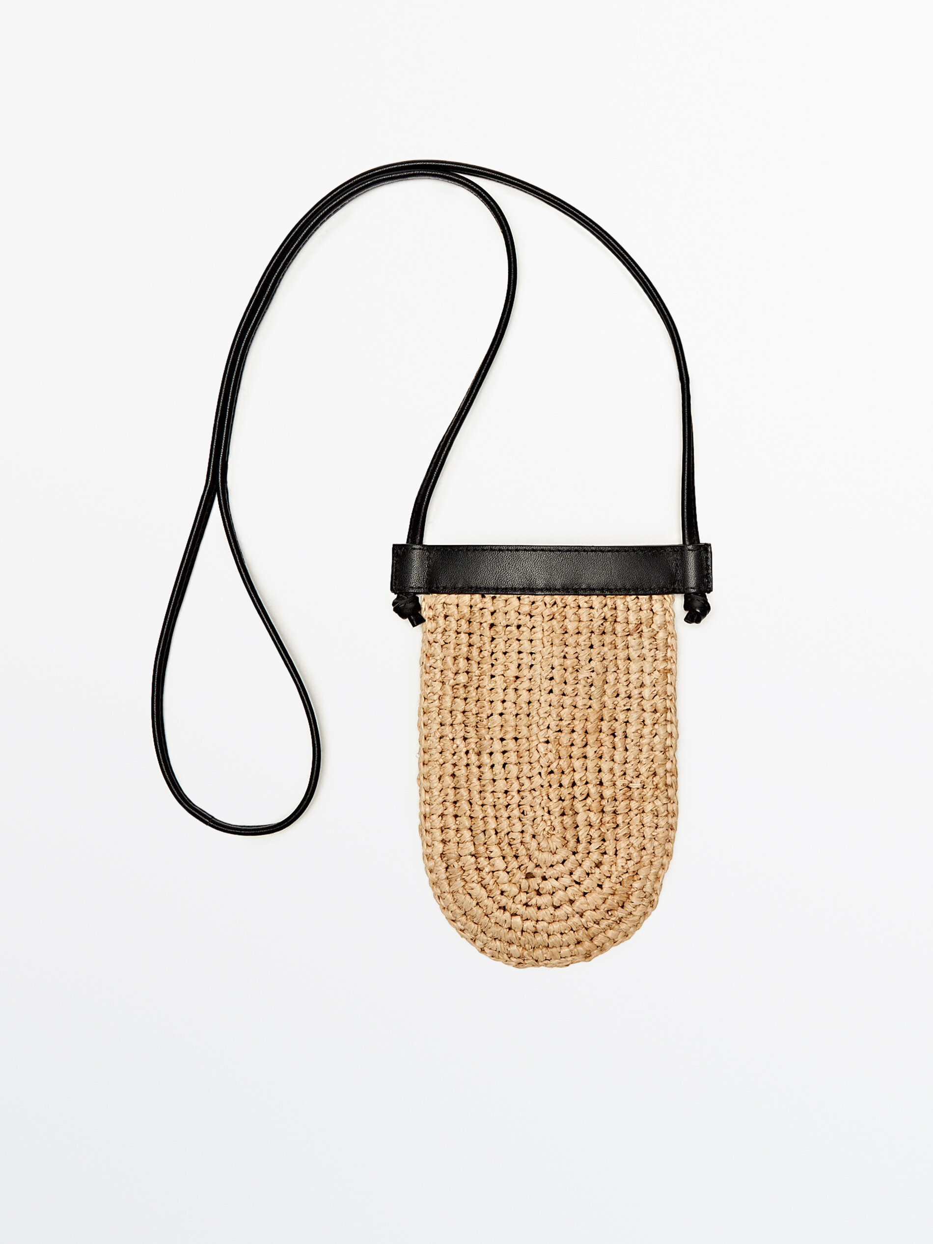 Funda móvil rafia asa piel - BEIGE