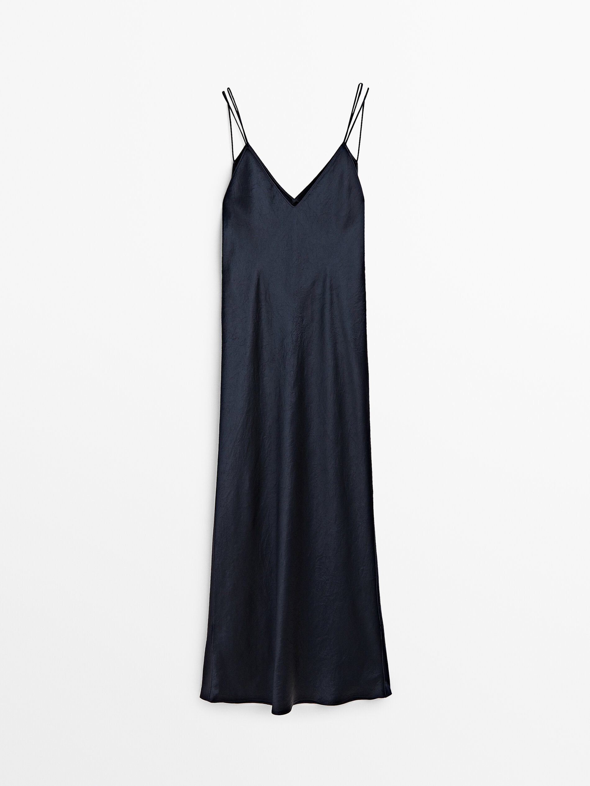 Vestido lencero satinado - Azul Oscuro