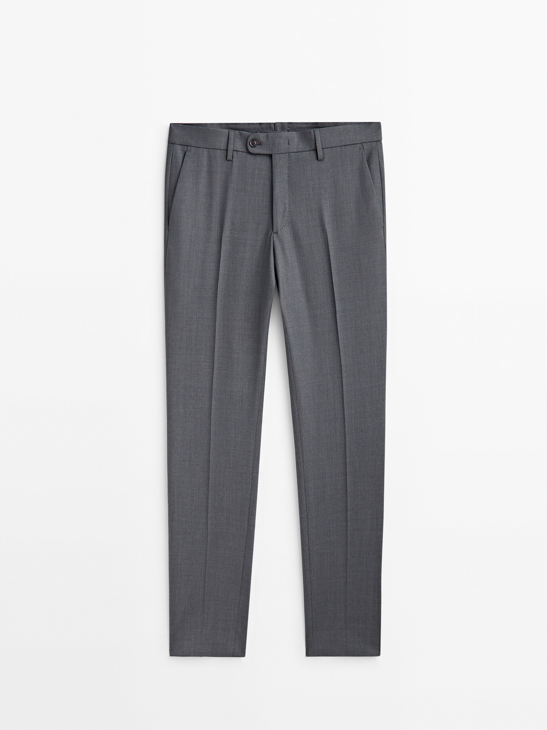 Pantalón traje fil a fil gris lana - GRIS