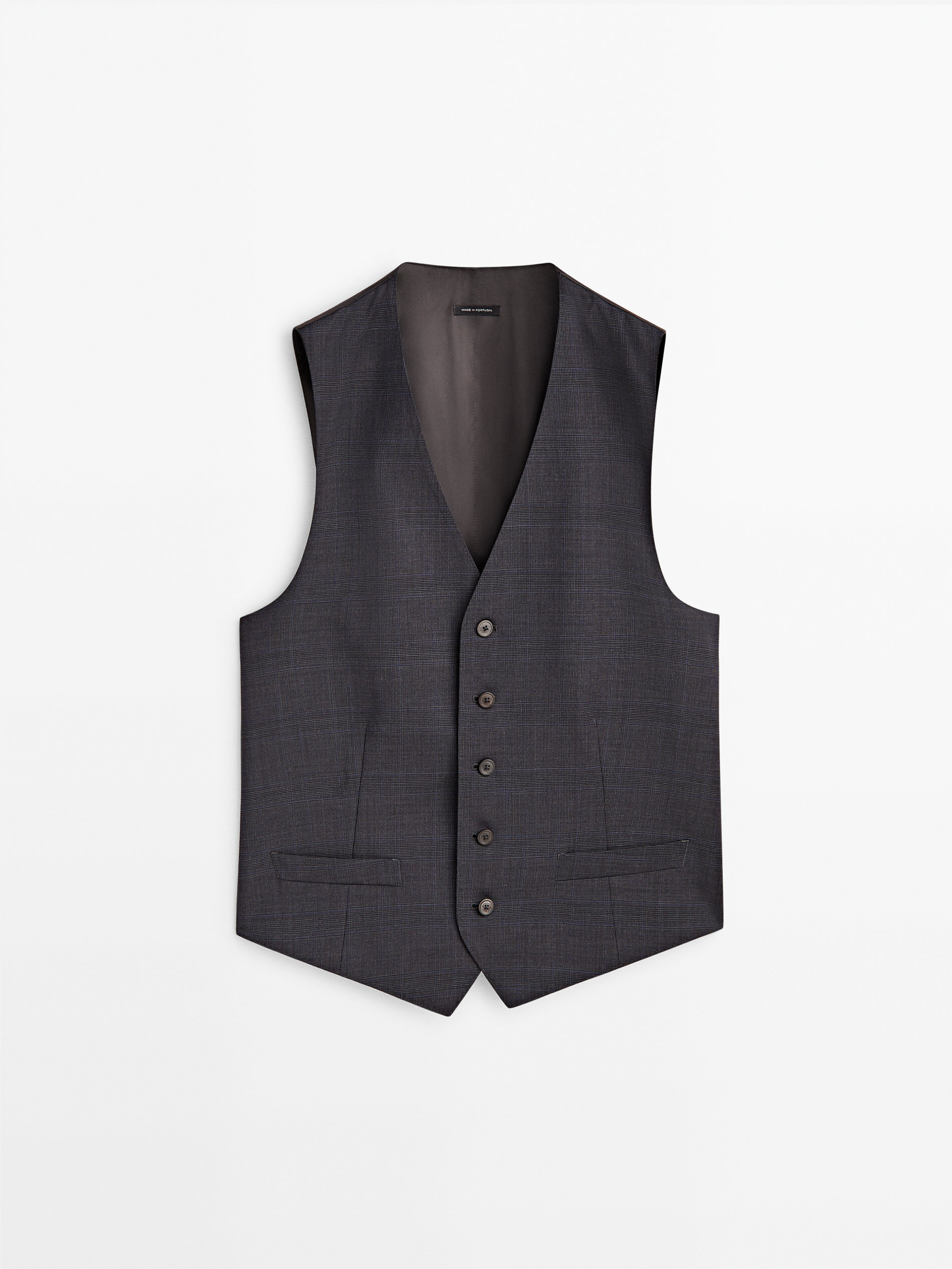 Chaleco traje lana super 120's cuadros - GRIS