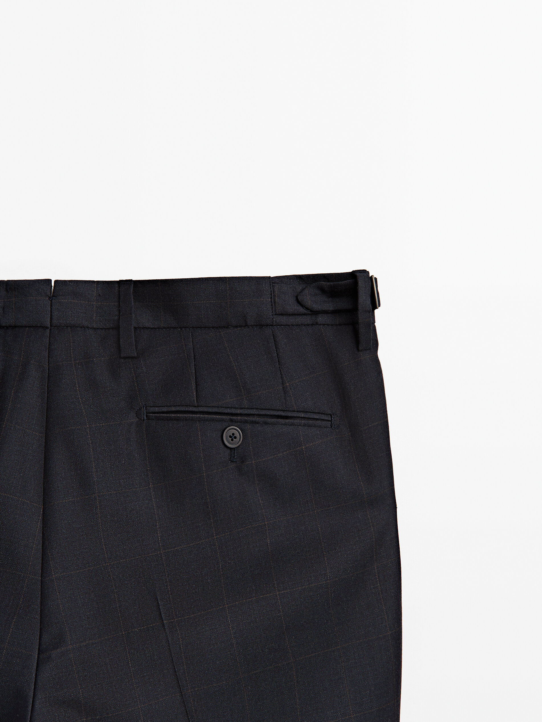 Pantalón traje cuadros azul marino lana - AZUL MARINO