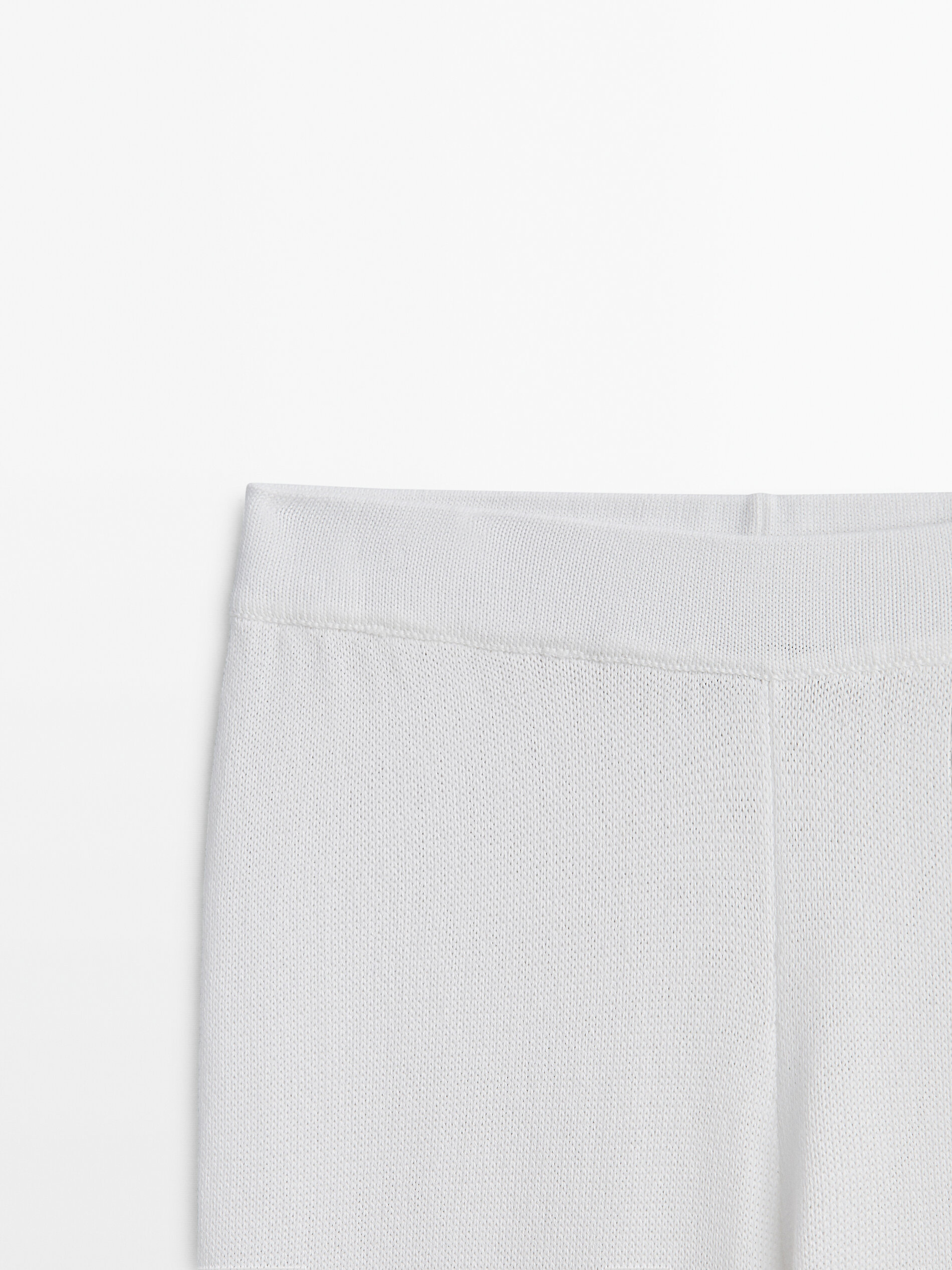 Pantalón punto bajo canalé conjunto - BLANCO