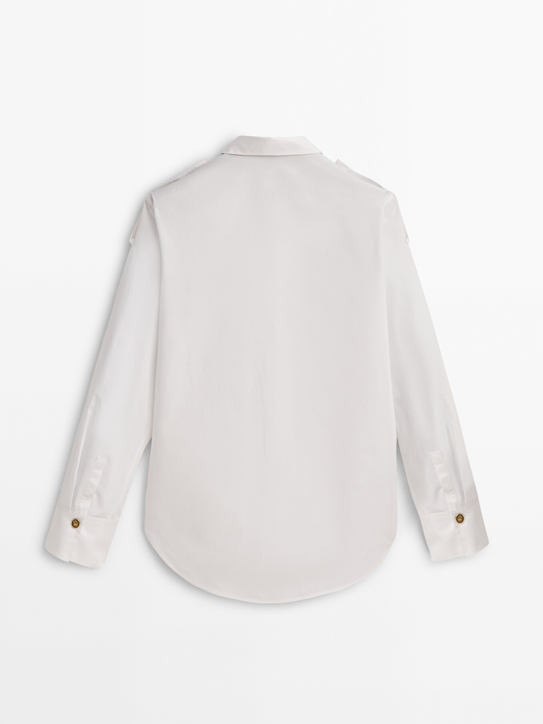 Camisa popelín detalle botones dorados - BLANCO