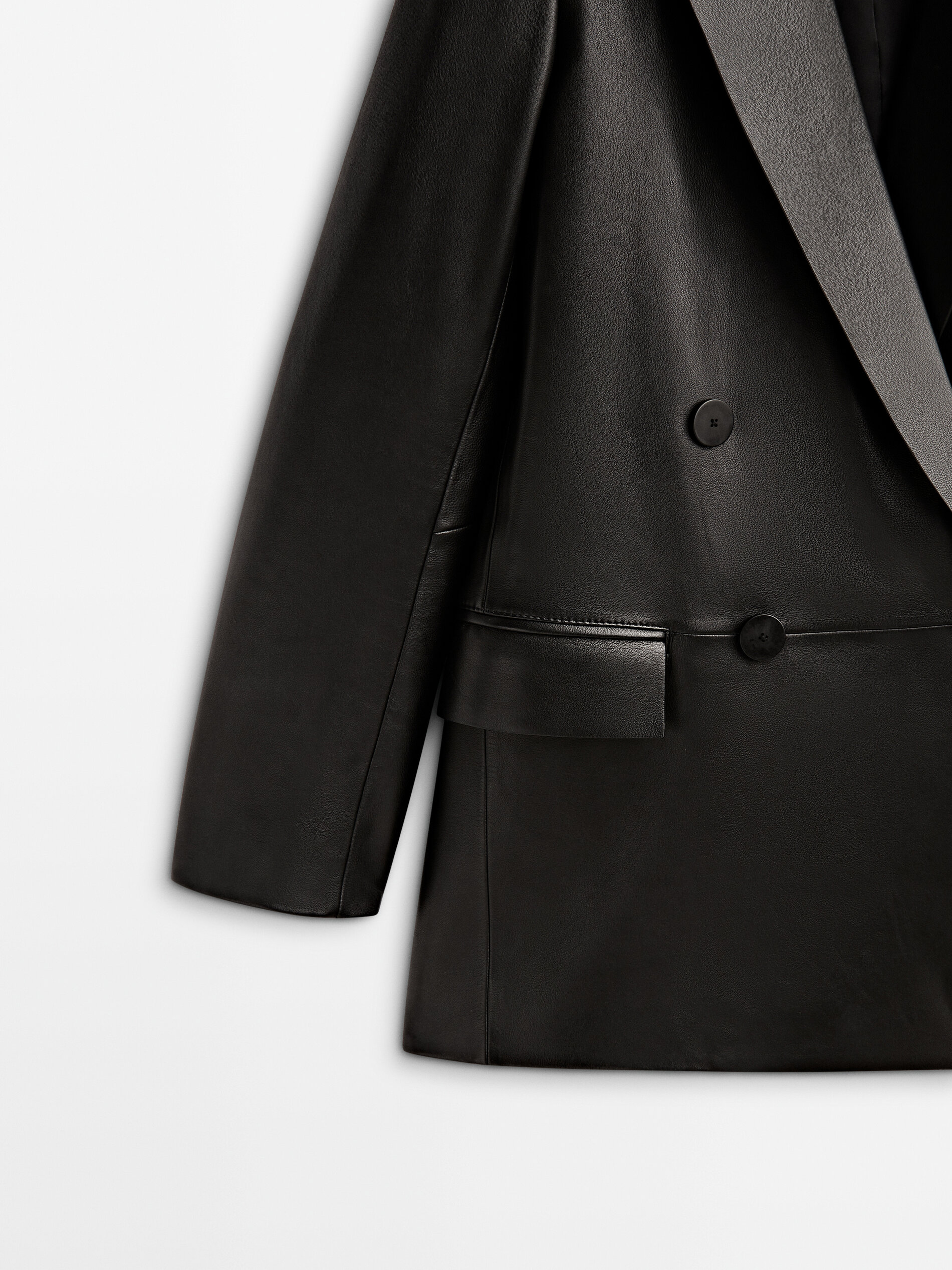 Blazer cruzada piel napa - NEGRO