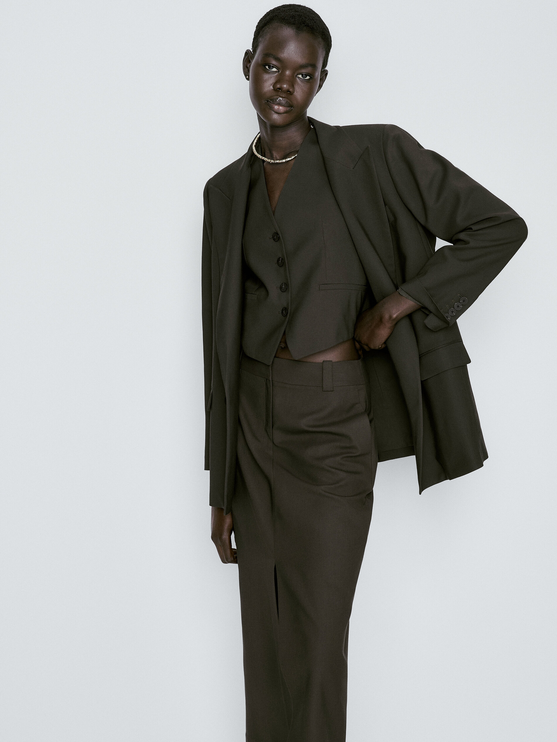 Falda sastre abertura frontal - KAKI