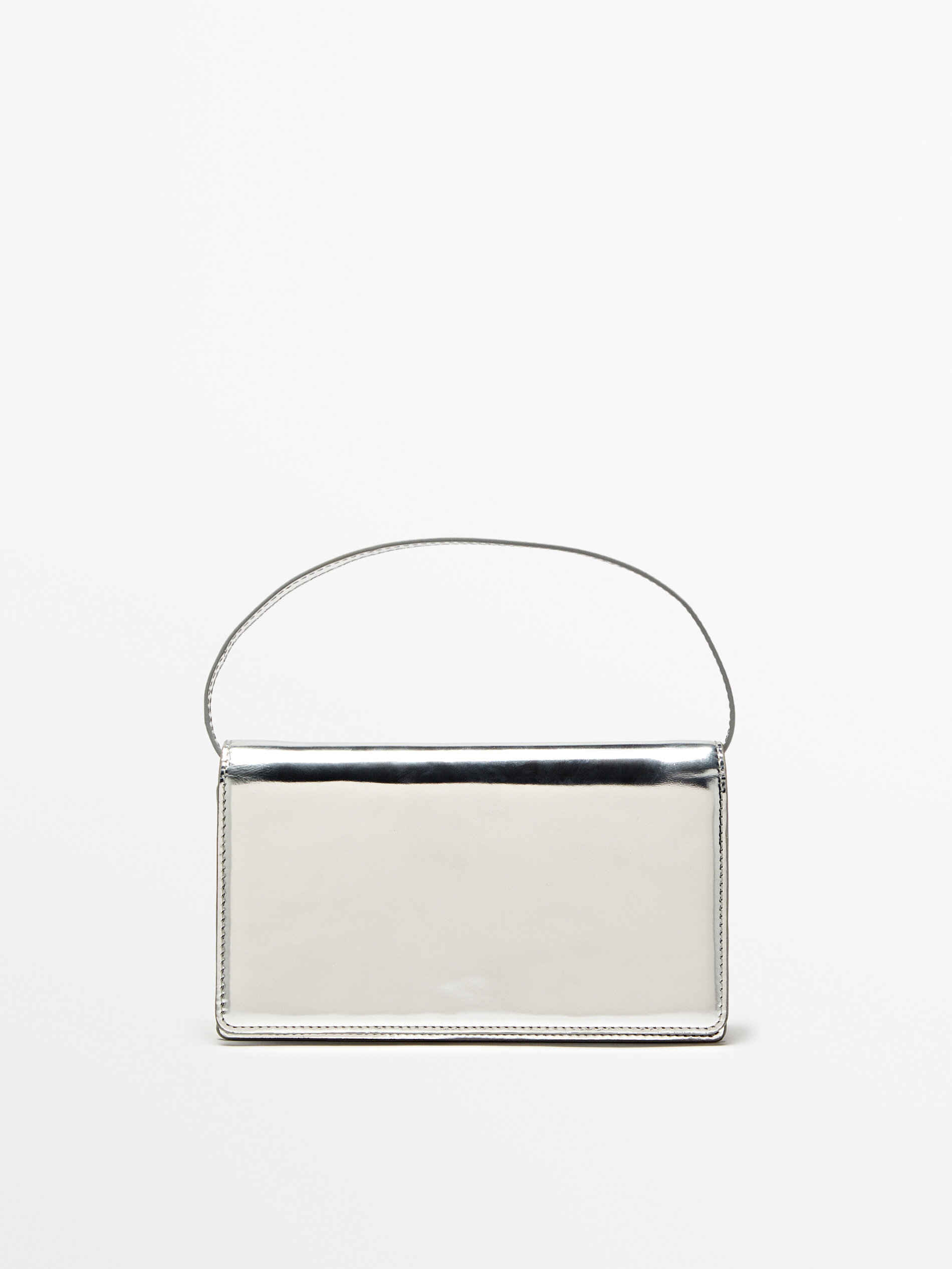 Bolso piel asa piezas articuladas - PLATA