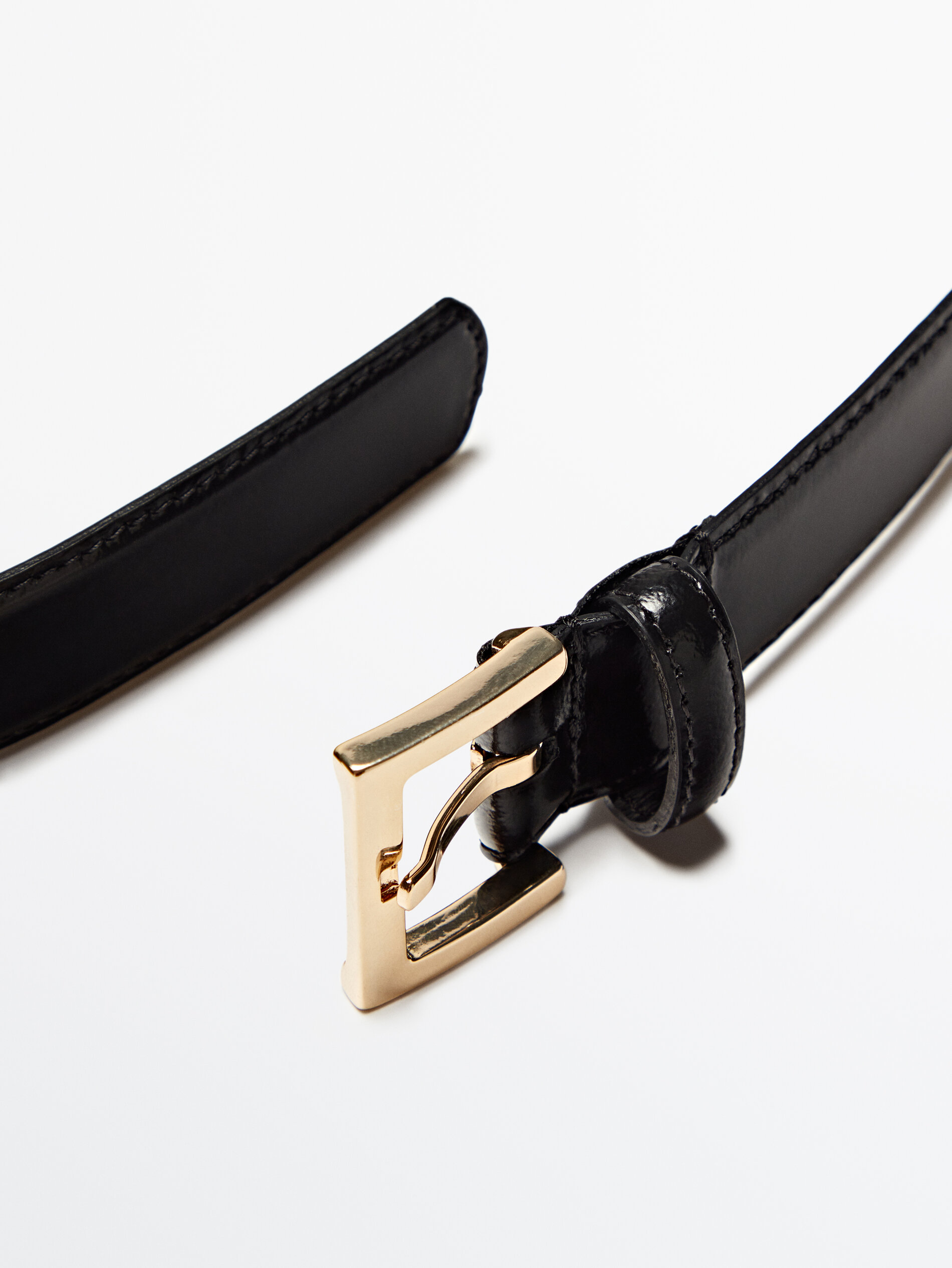 Cinturón piel hebilla cuadrada - NEGRO