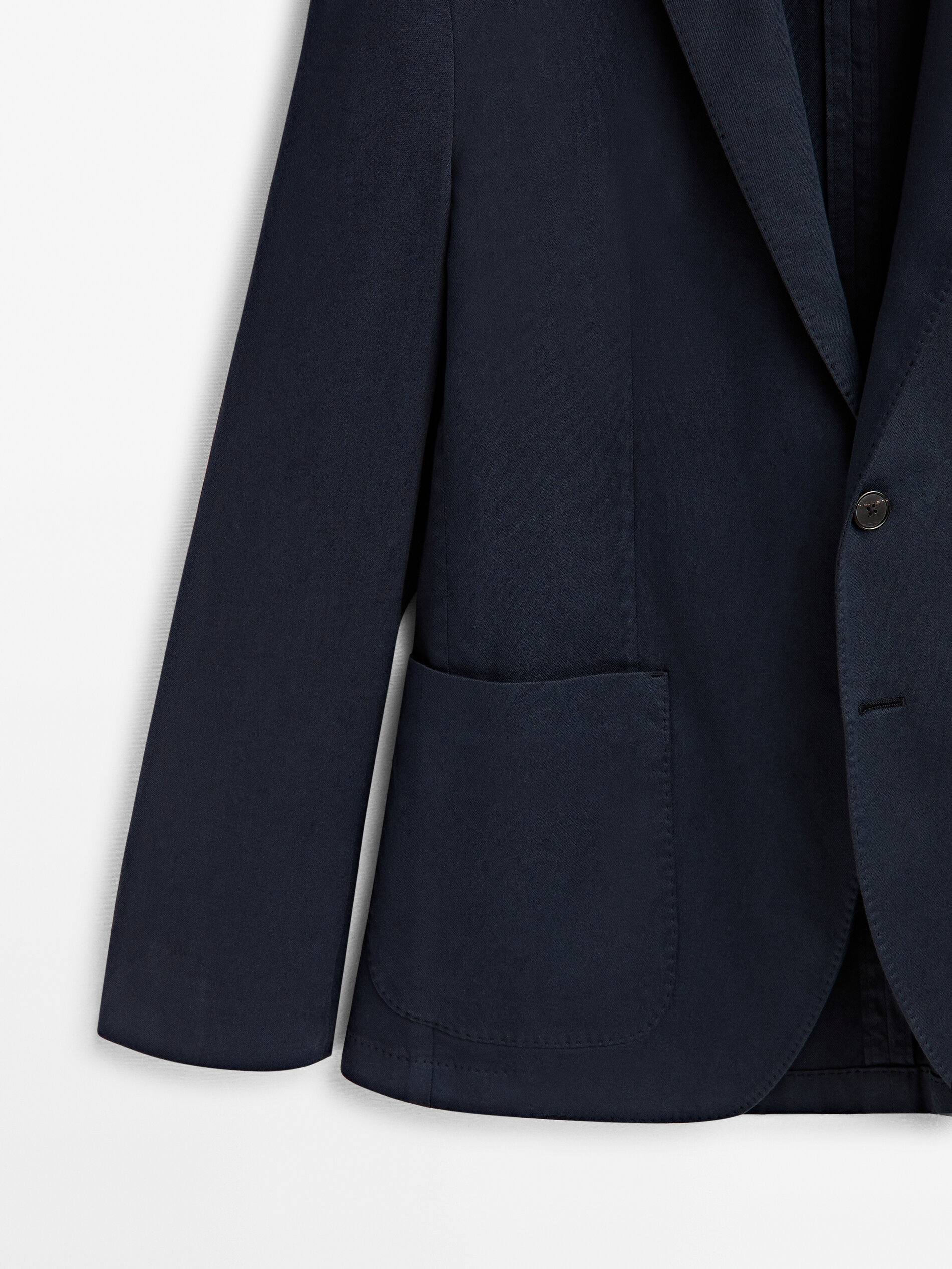 Americana tintada con lino y algodón - AZUL MARINO