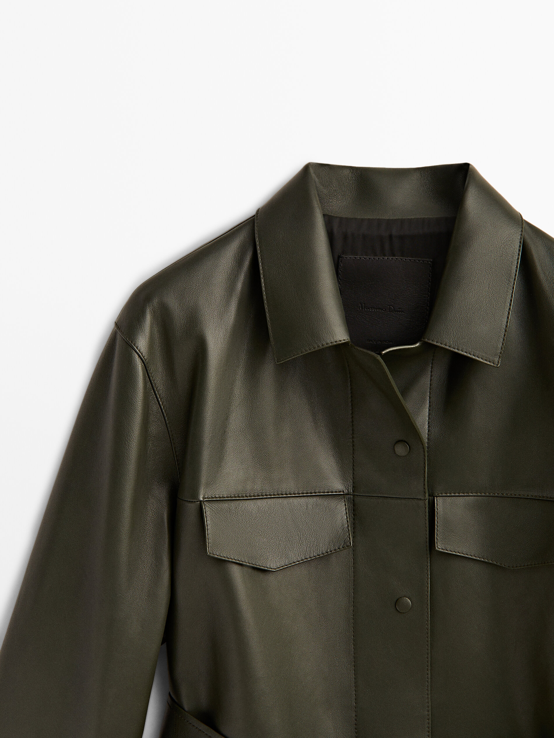 Chaqueta piel napa bolsillos - VERDE