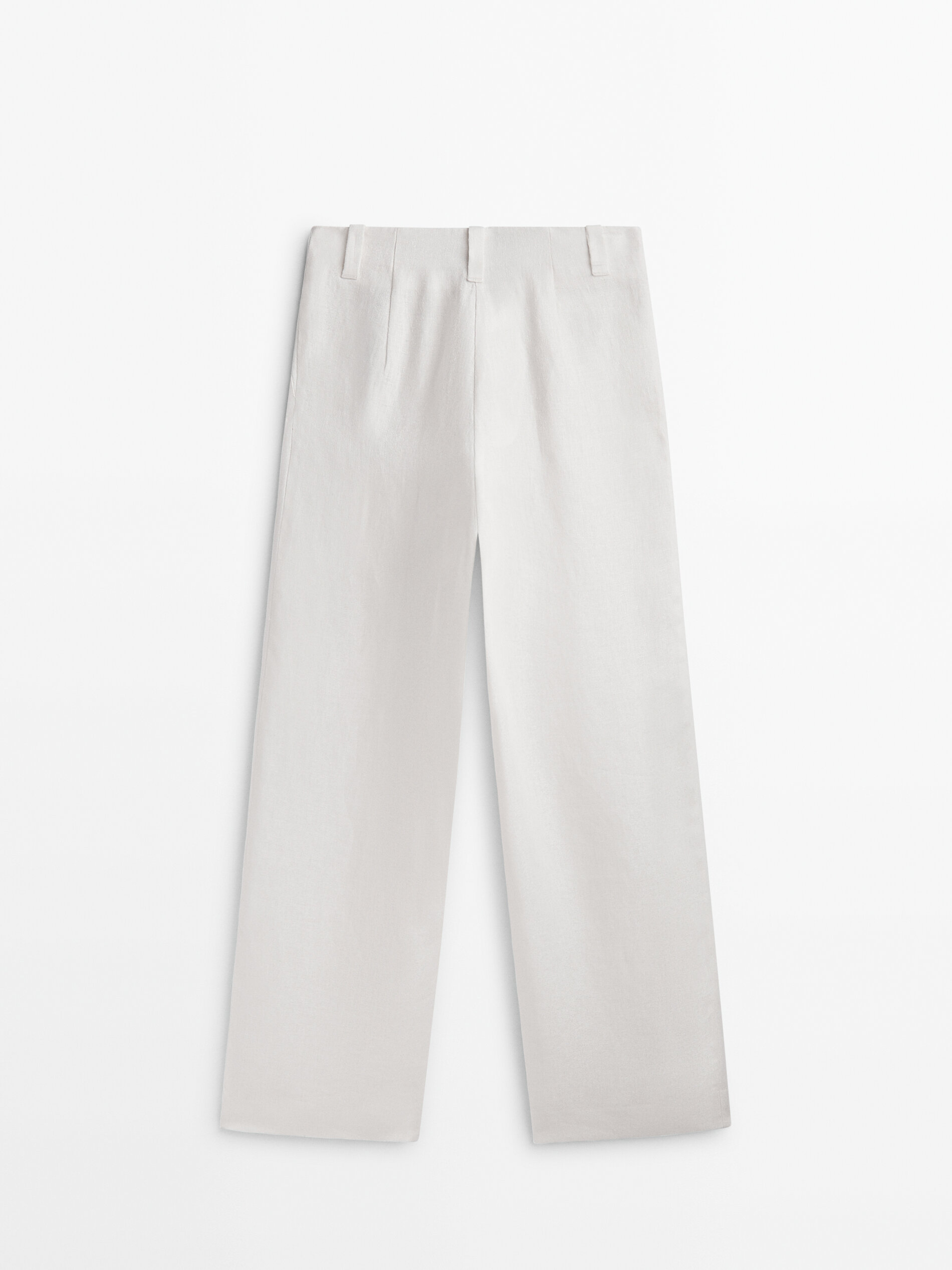 Pantalón pinzas lino jacquard -Studio - BLANCO