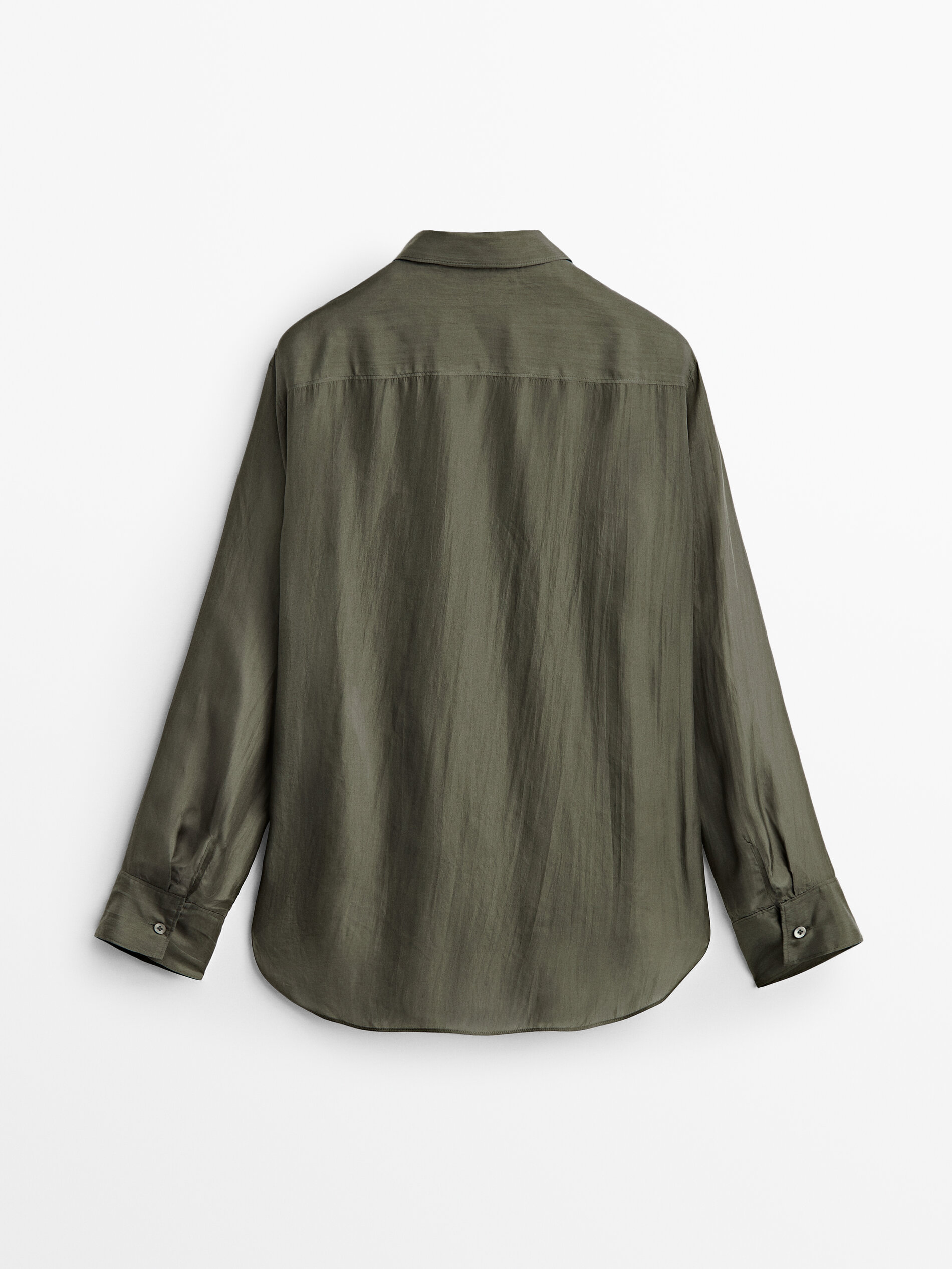 Camisa seda bolsillos - KAKI OSCURO