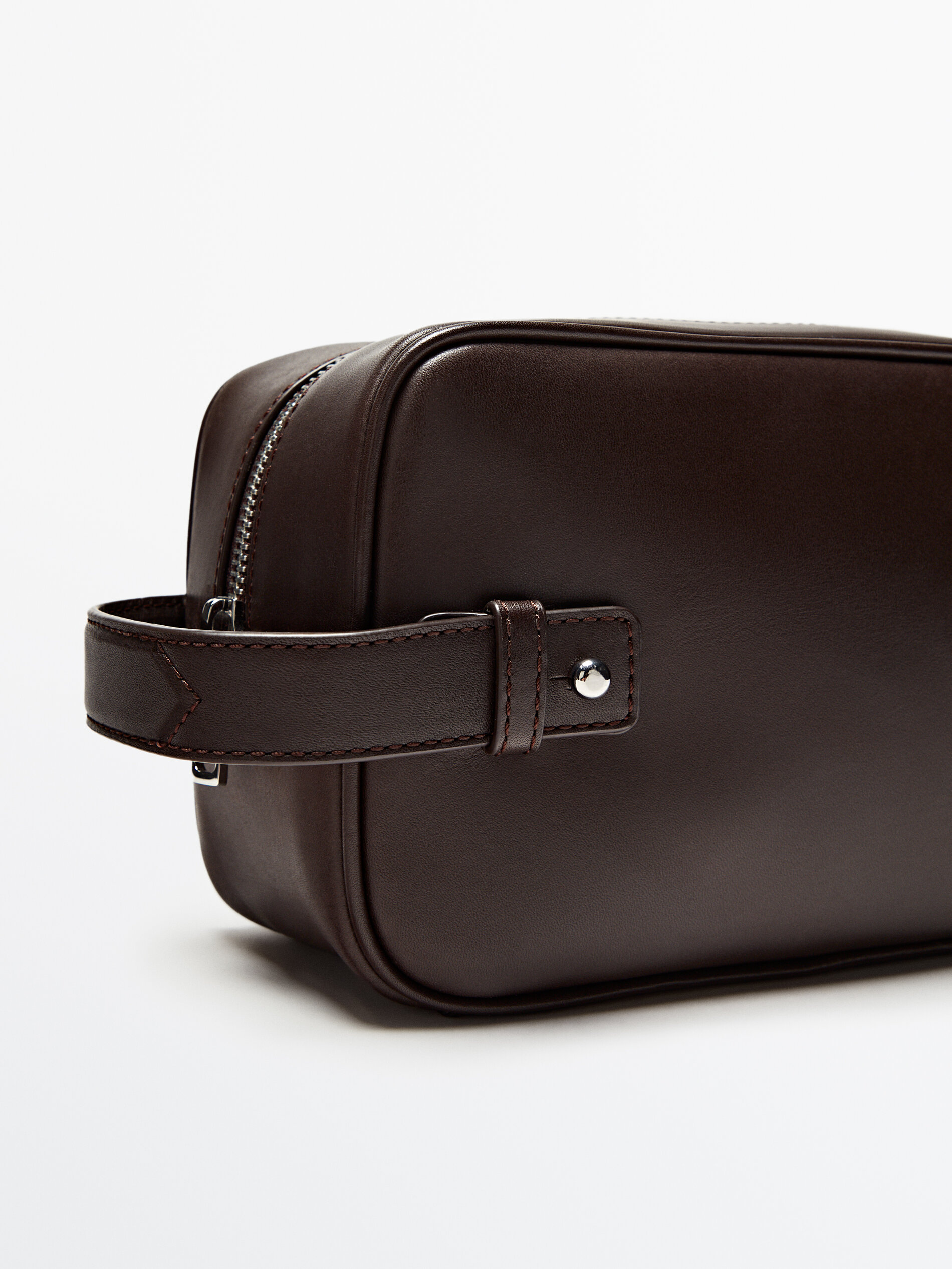 Neceser piel cremallera - MARRÓN