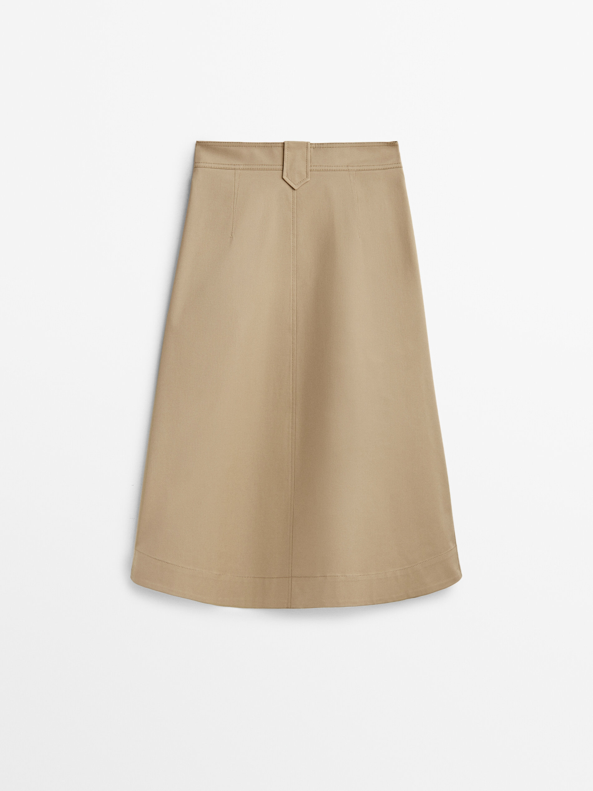 Falda midi botones contraste - BEIGE