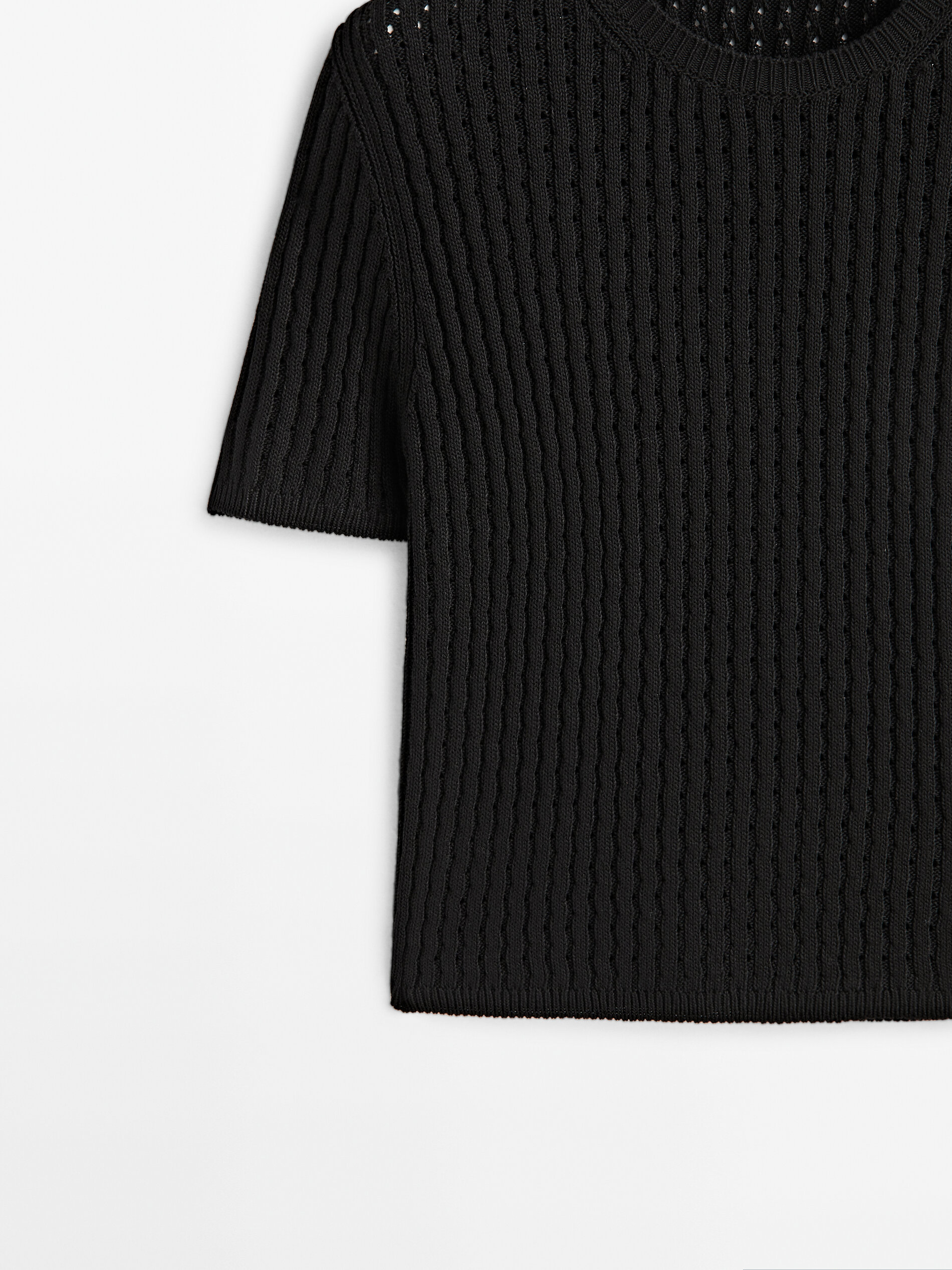 Jersey punto calado manga corta - NEGRO