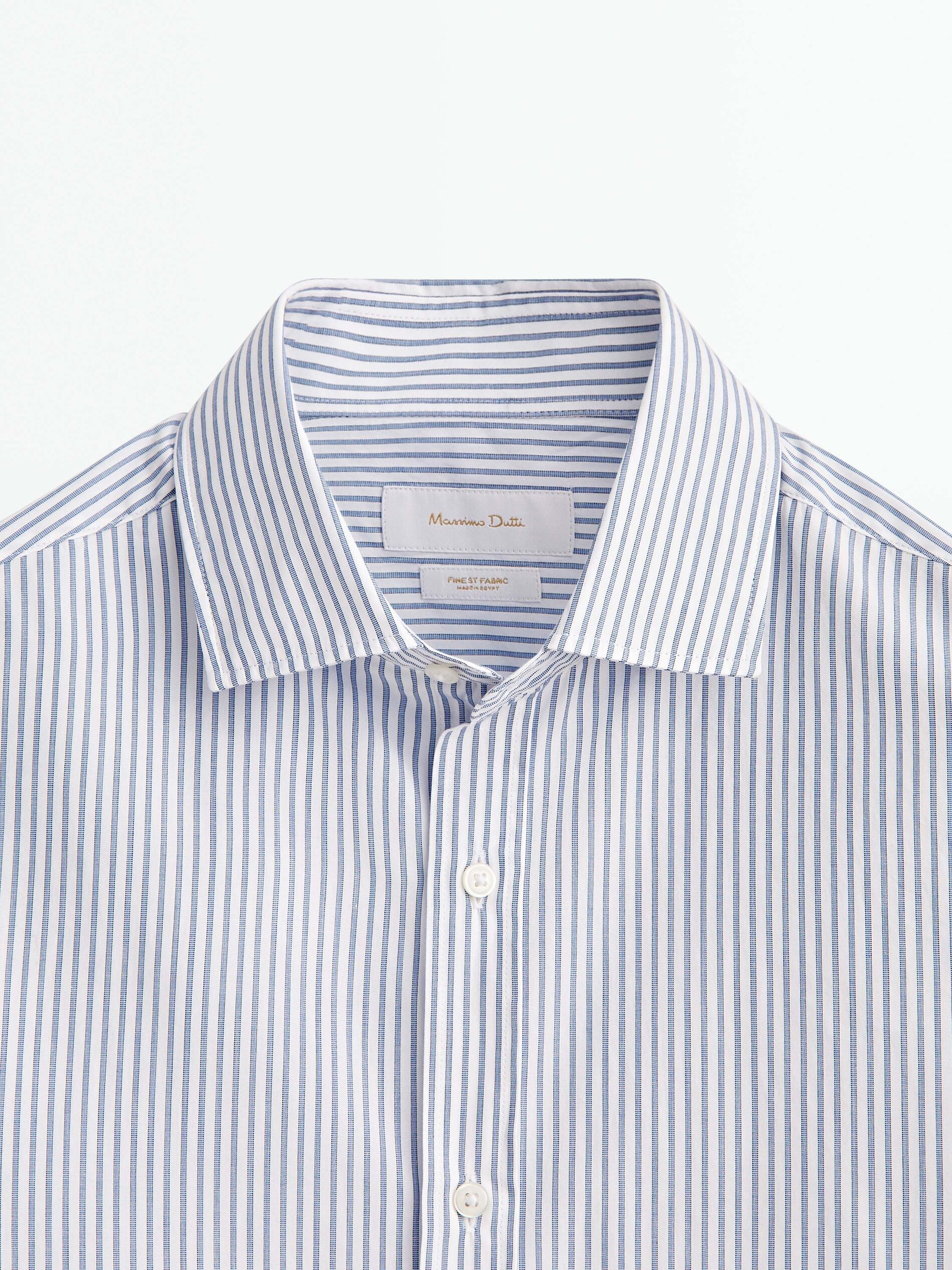 Camisa popelín algodón micro rayas slim fit - AZUL MARINO