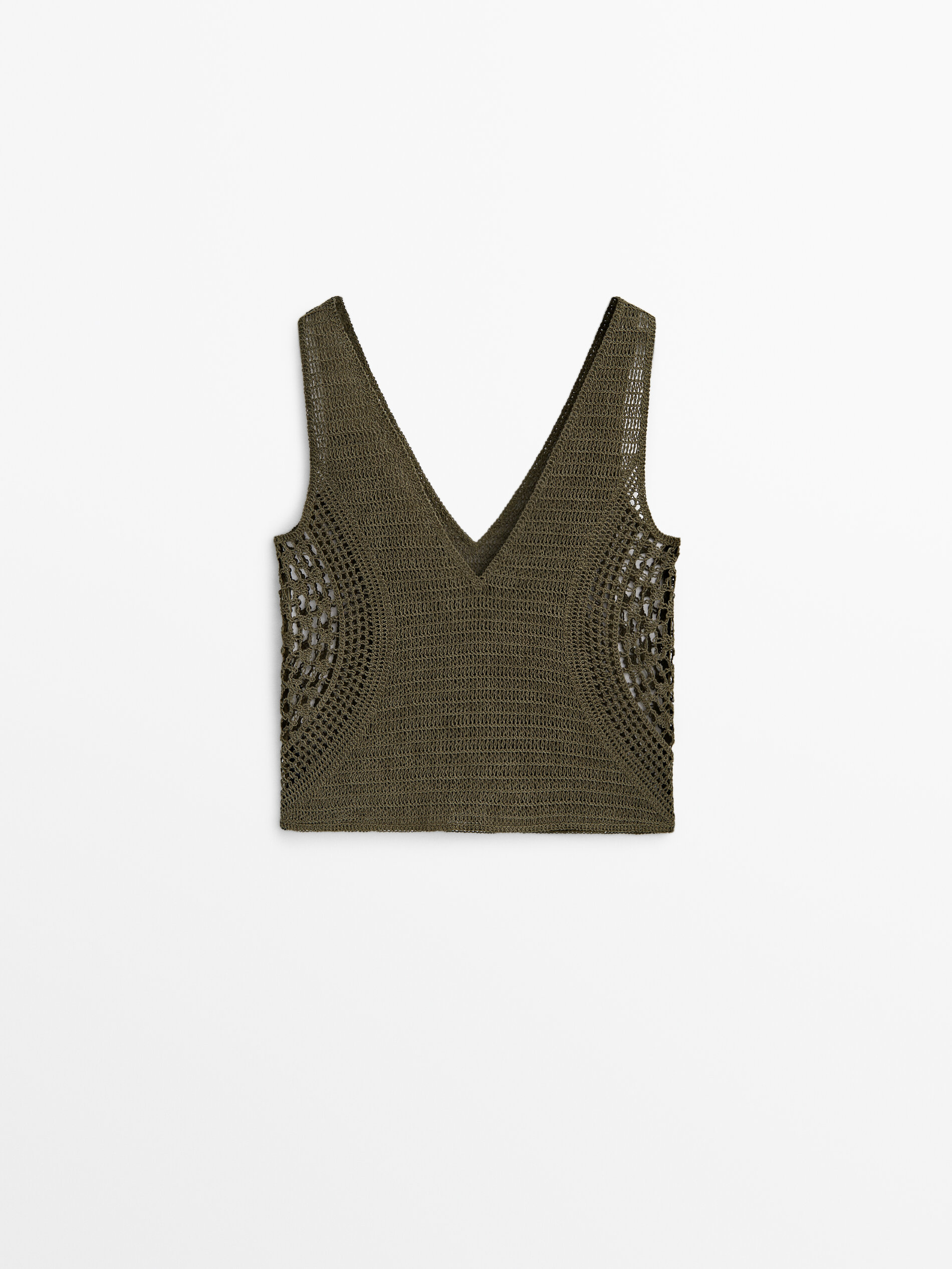 Top crochet escote pico - KAKI