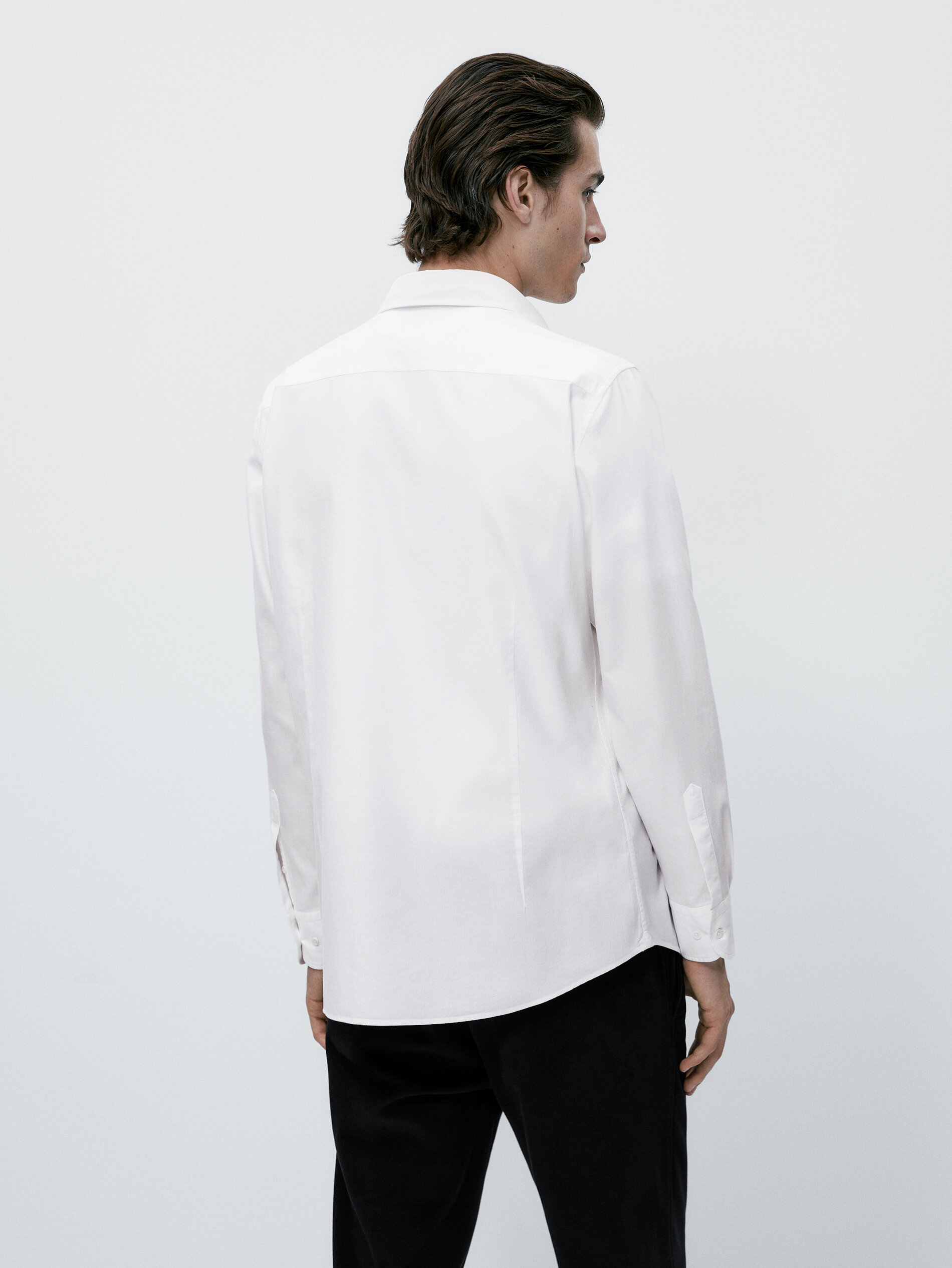 Camisa estructura algodón slim fit - BLANCO