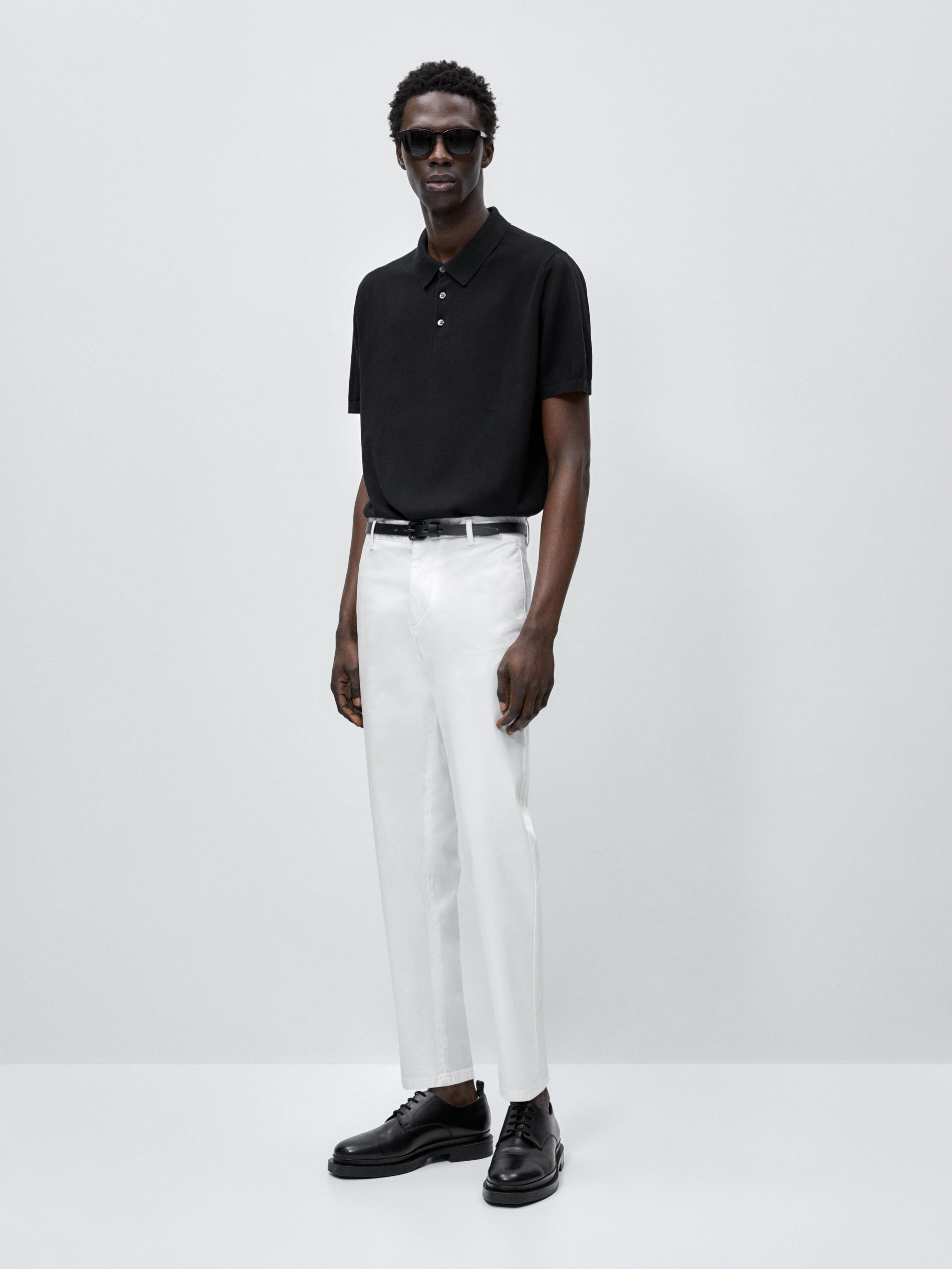 Jersey polo manga corta algodón - NEGRO