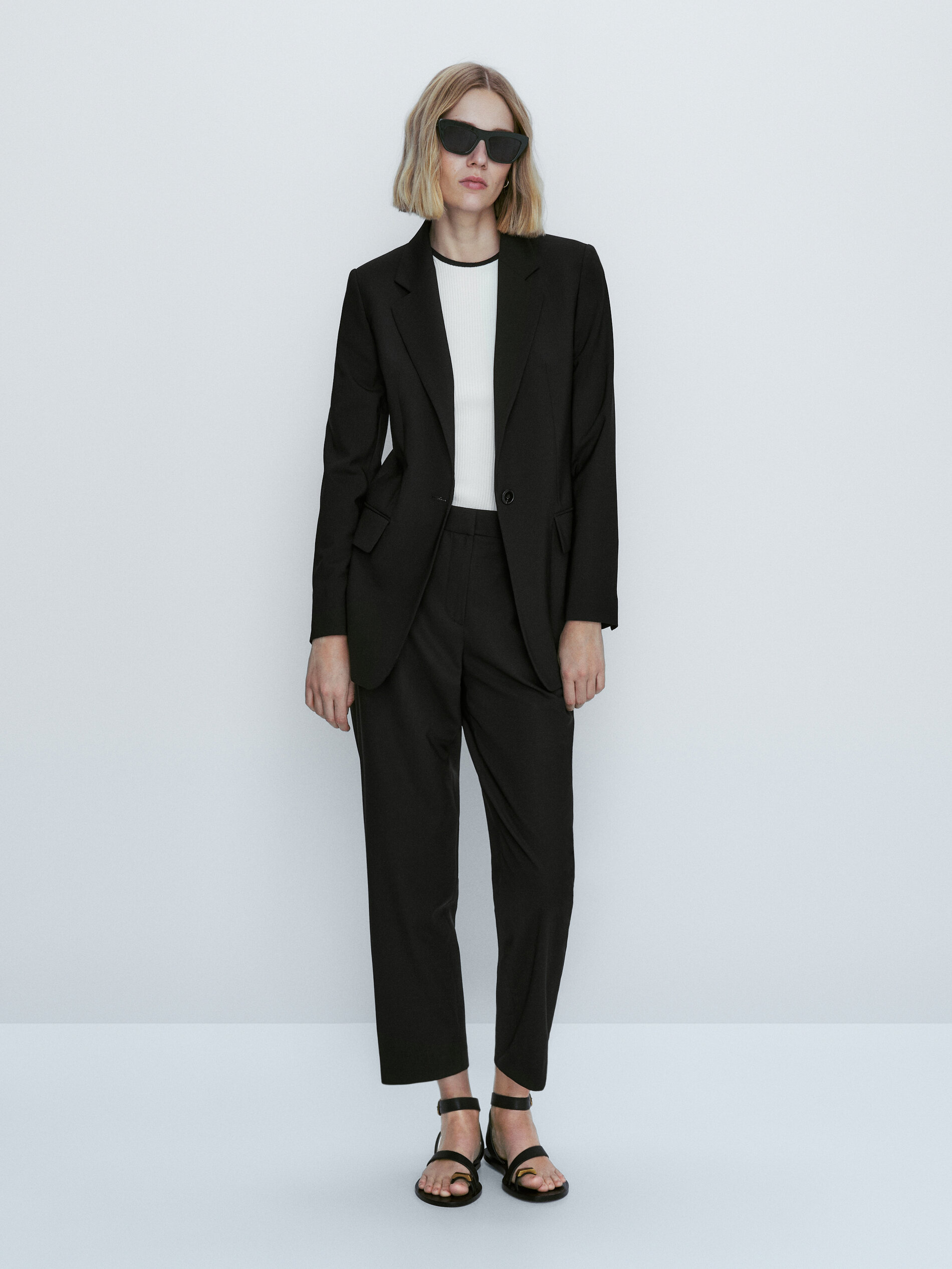 Pantalón traje lana fría - NEGRO