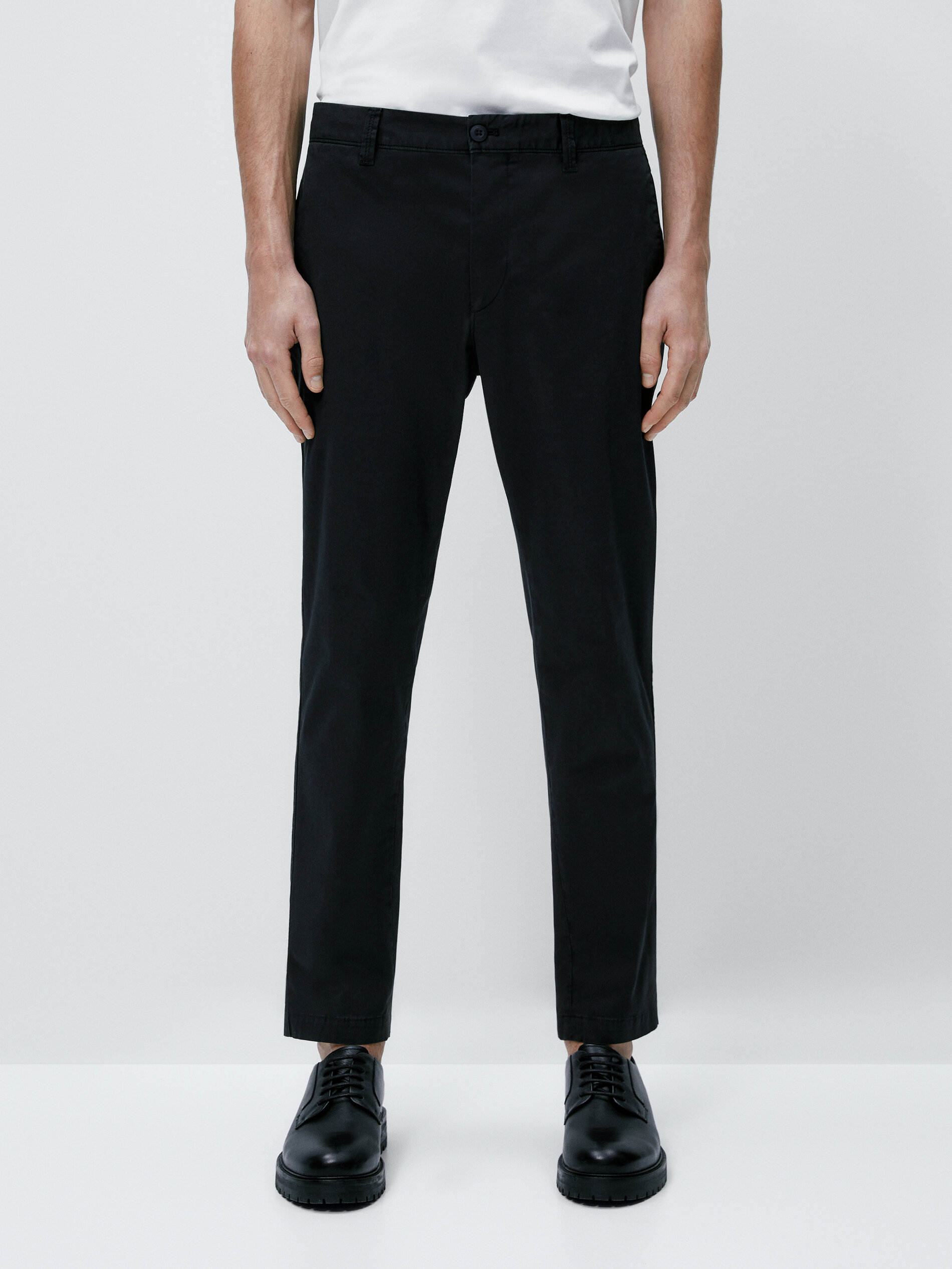 Pantalón chino mezcla algodón tapered fit - AZUL MARINO