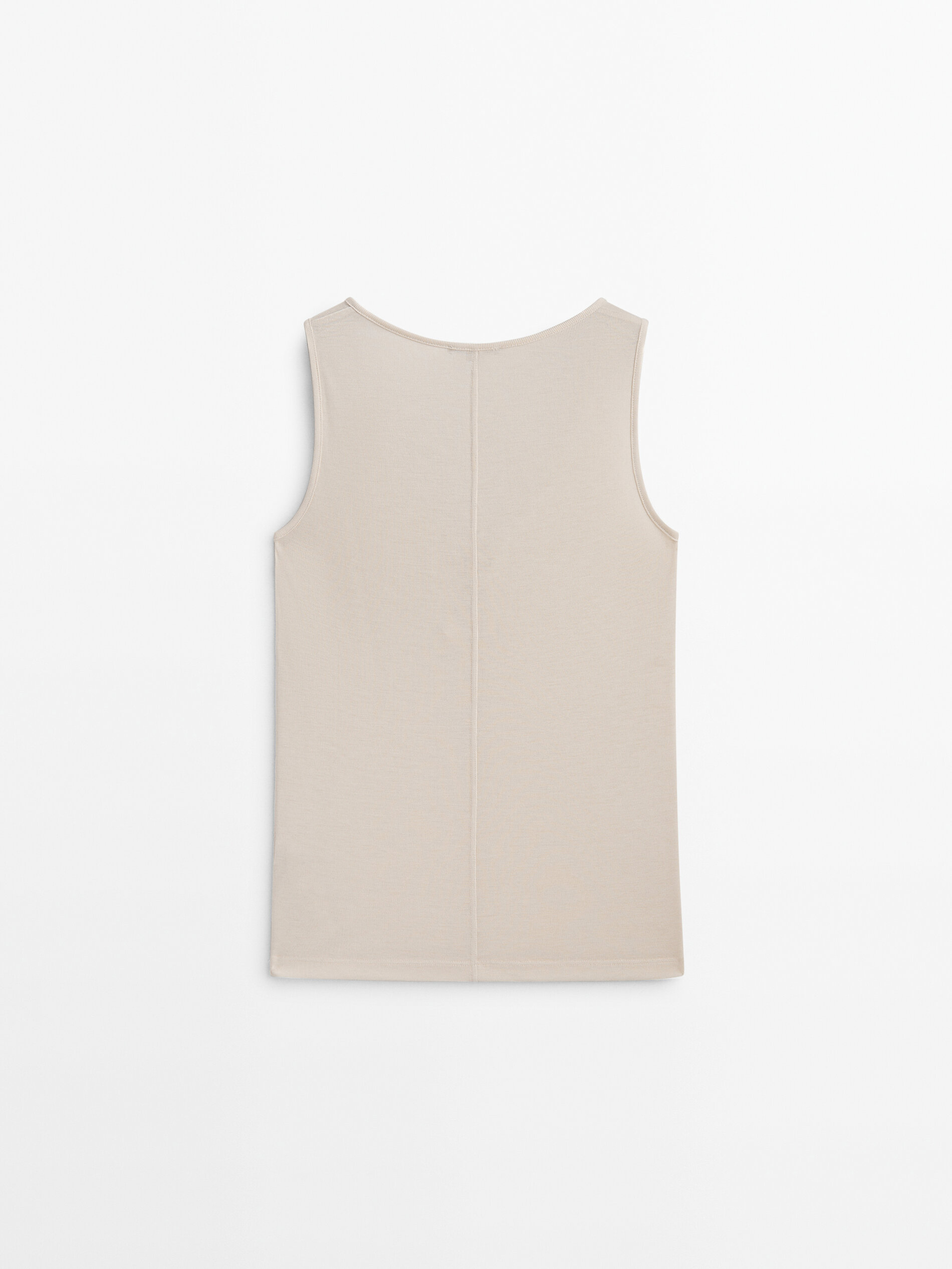 Camiseta escote entrelazado sin mangas - CRUDO