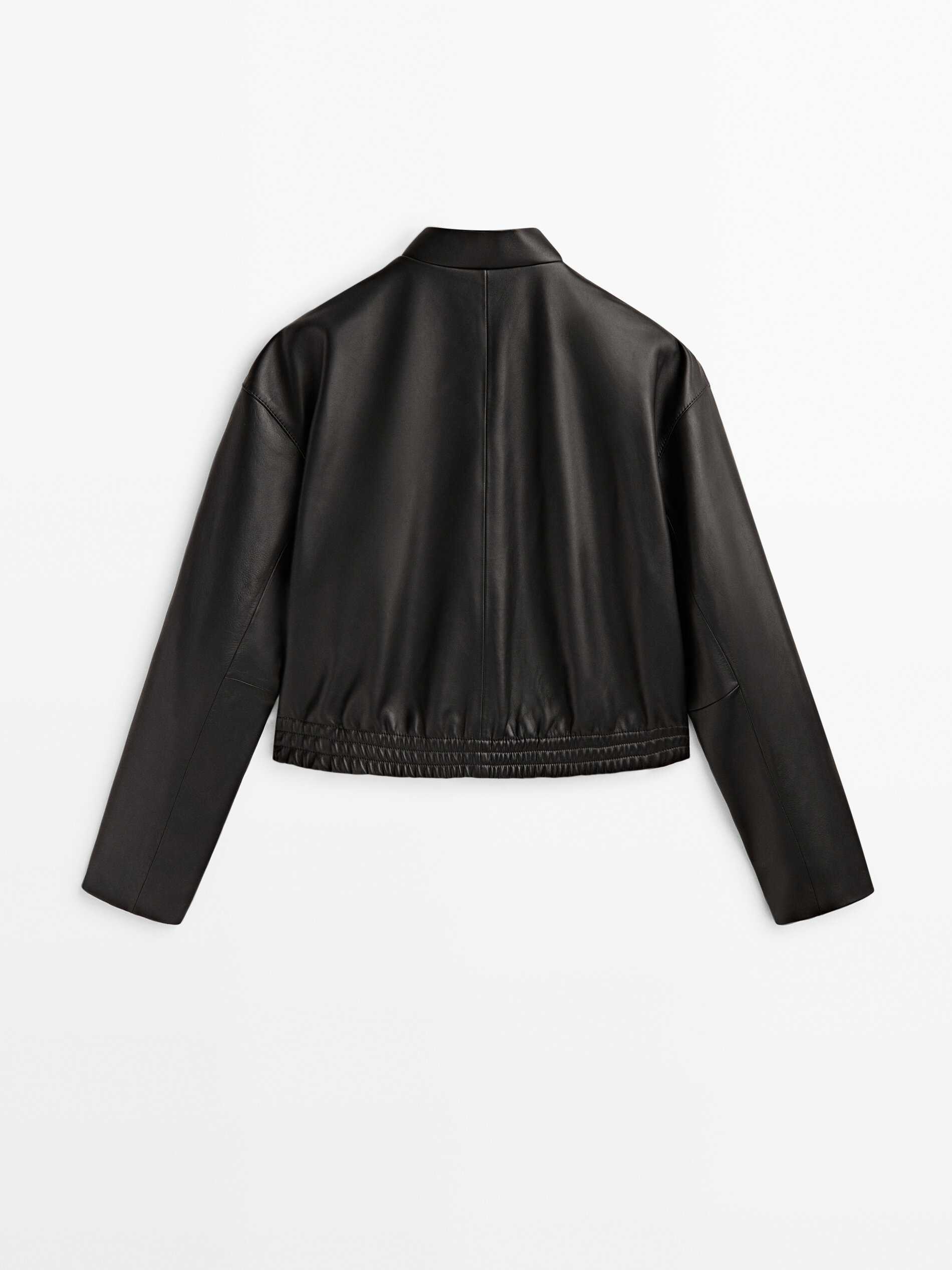 Chaqueta bomber piel napa botones - NEGRO