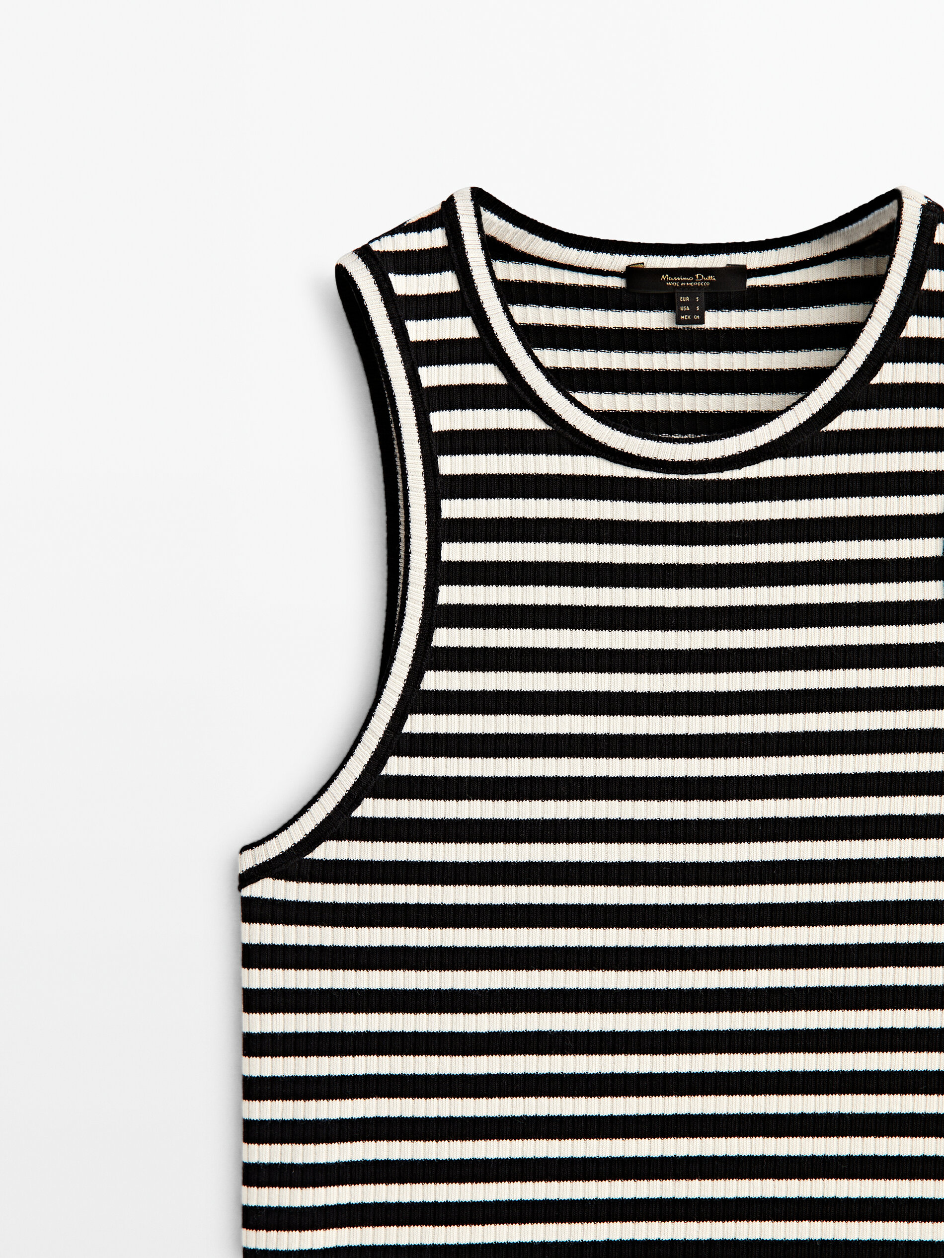 Camiseta canalé rayas sin mangas - AZUL MARINO