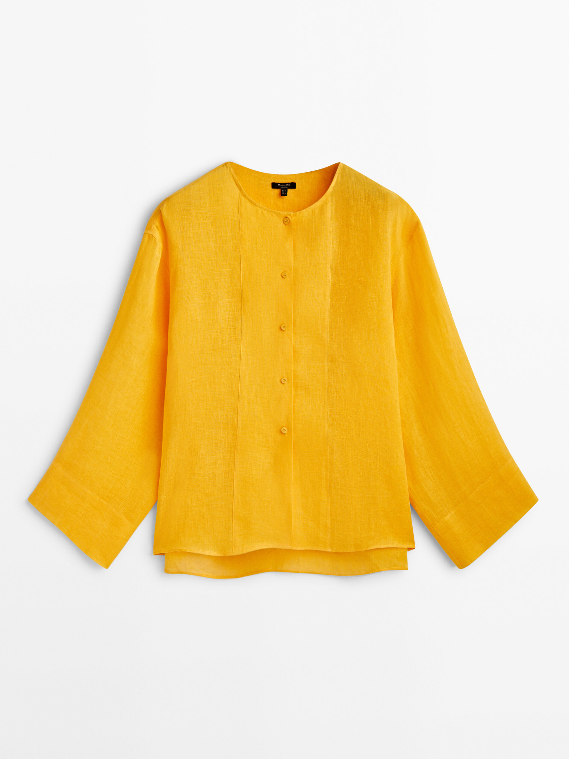 Camisa 100% lino manga ancha - AMARILLO FLUOR