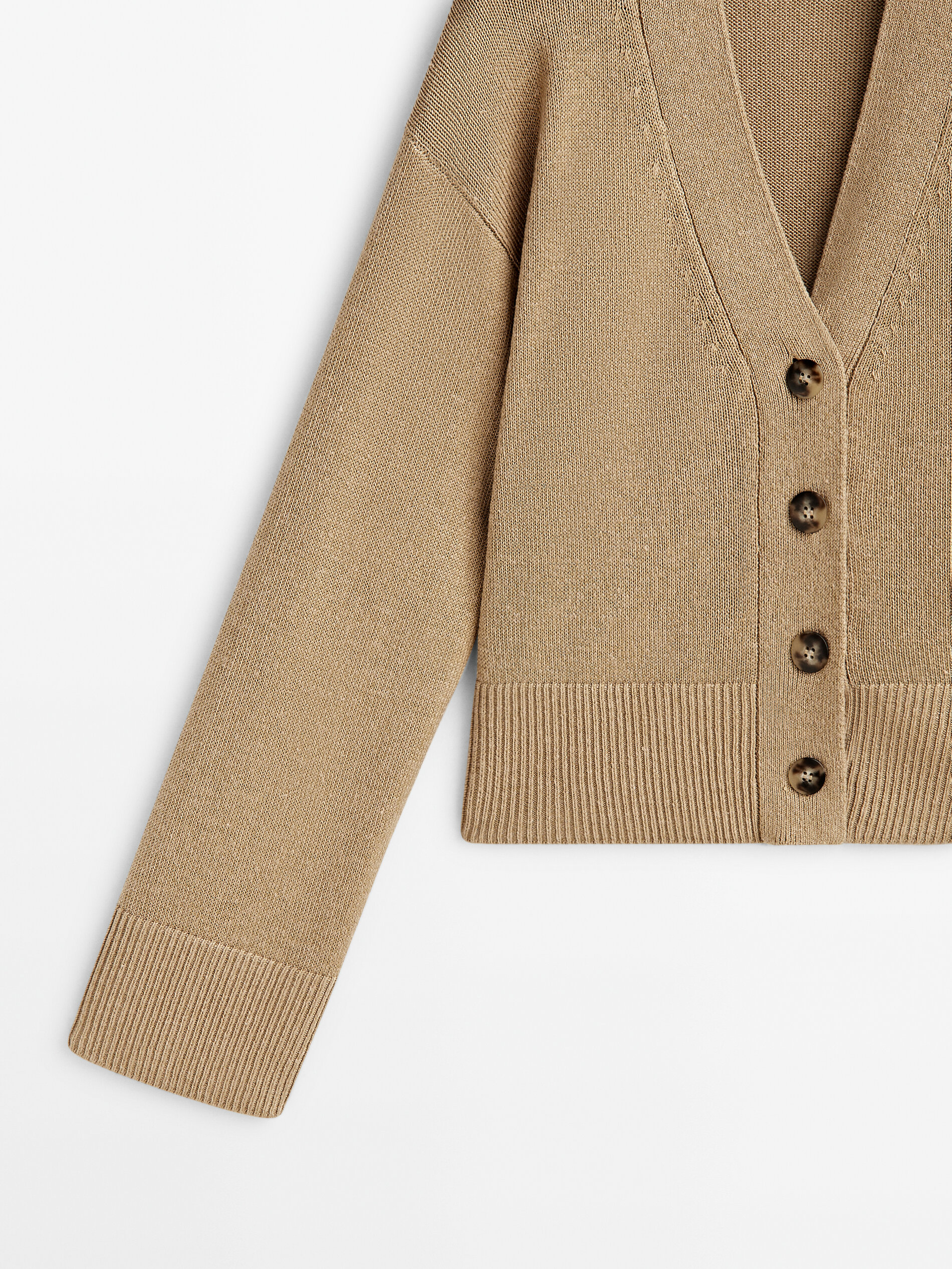 Cárdigan de punto cuello pico botones - Lavado