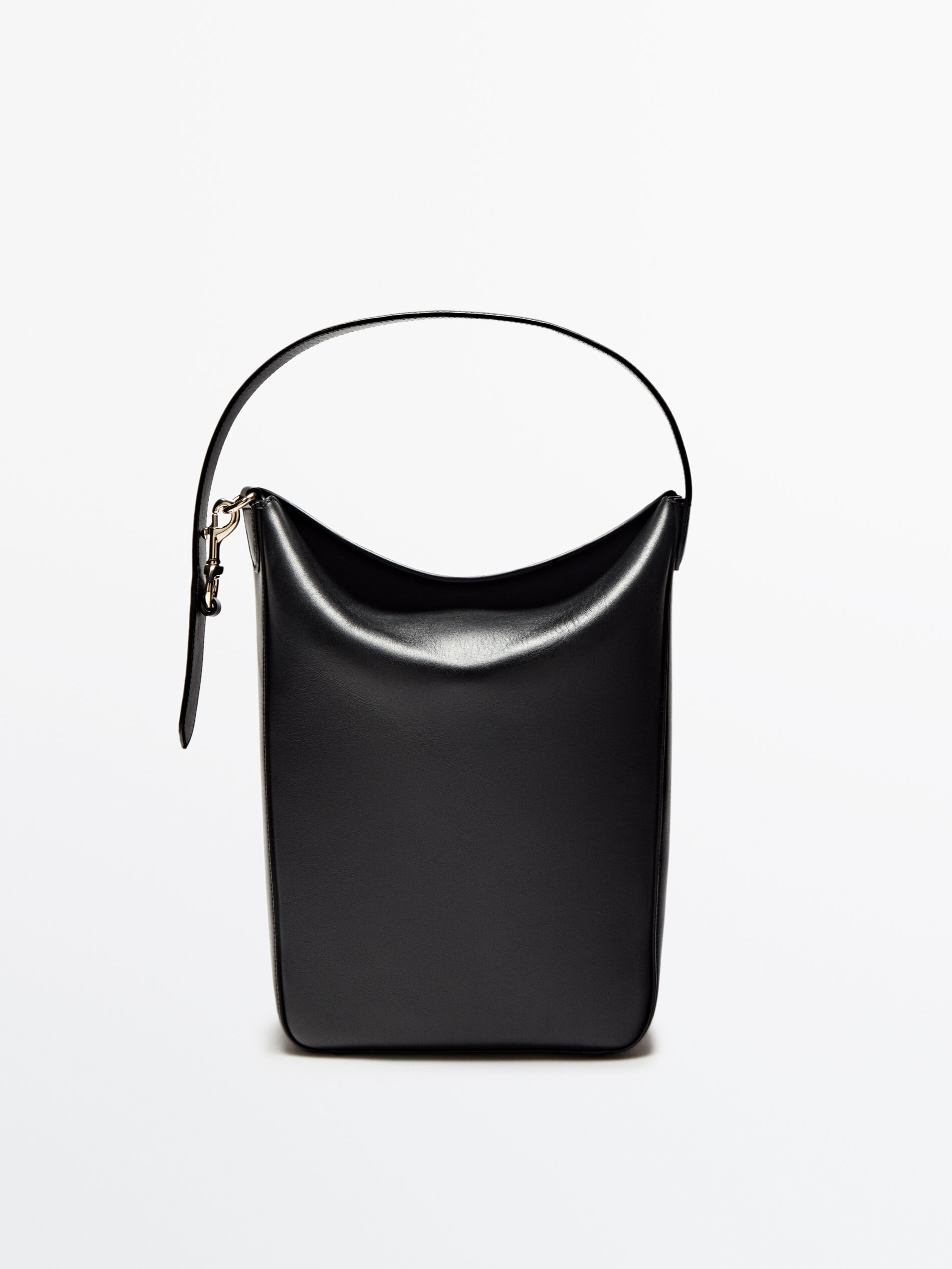 Bolso hombro cubo piel napa - NEGRO