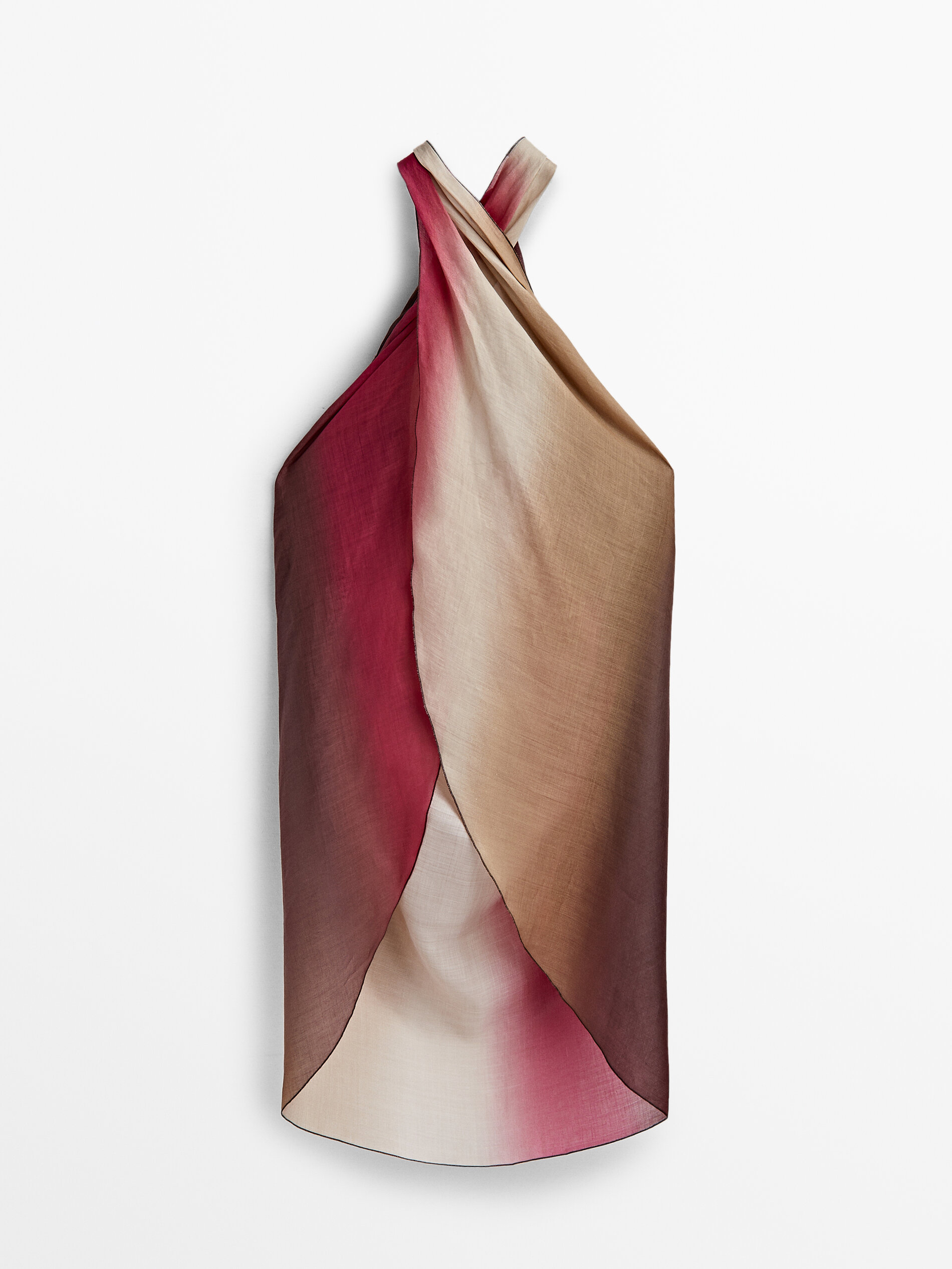 Pareo ramio degradado detalle nudo - FUCSIA