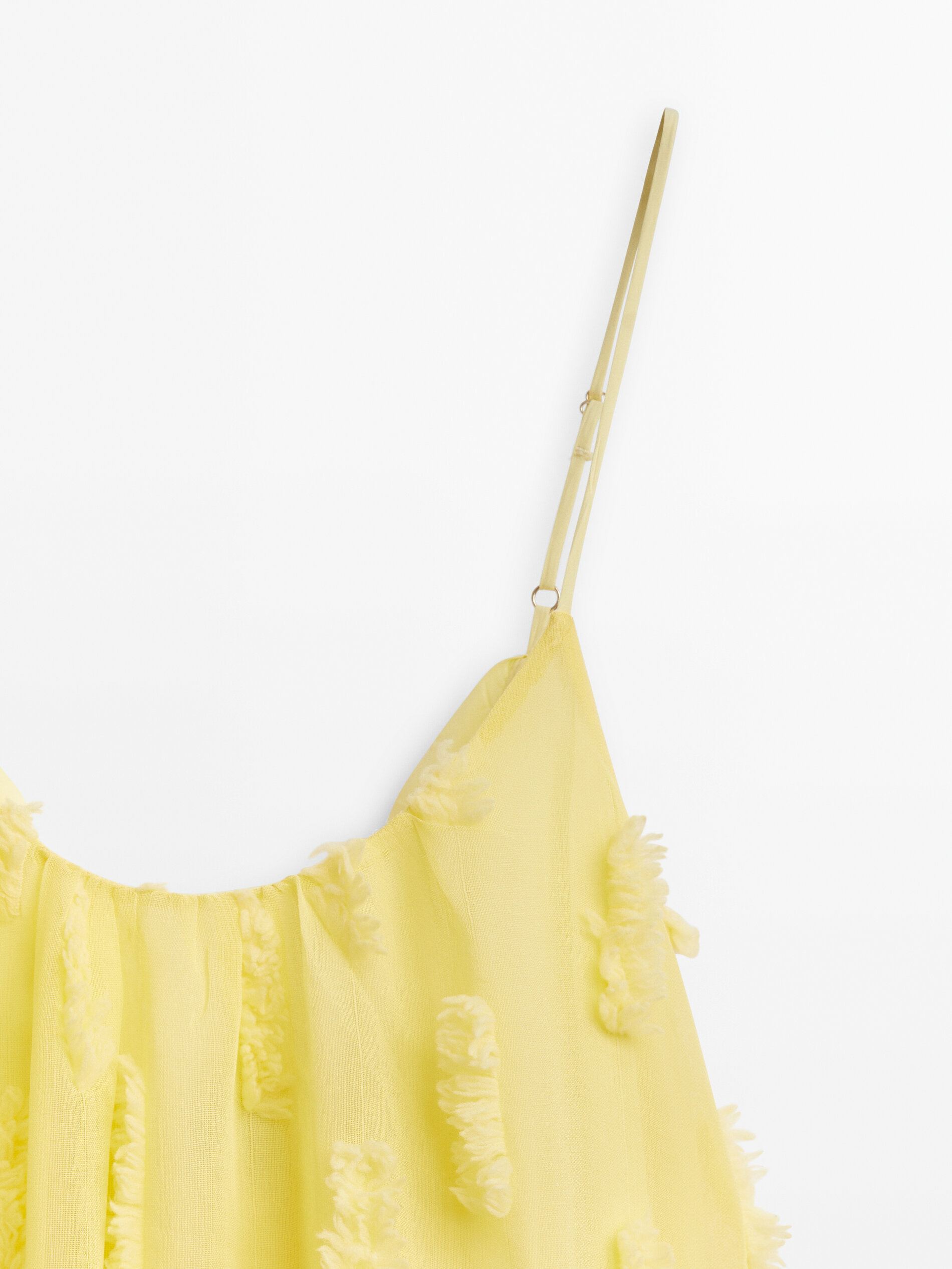 Vestido largo relieve -Studio - AMARILLO