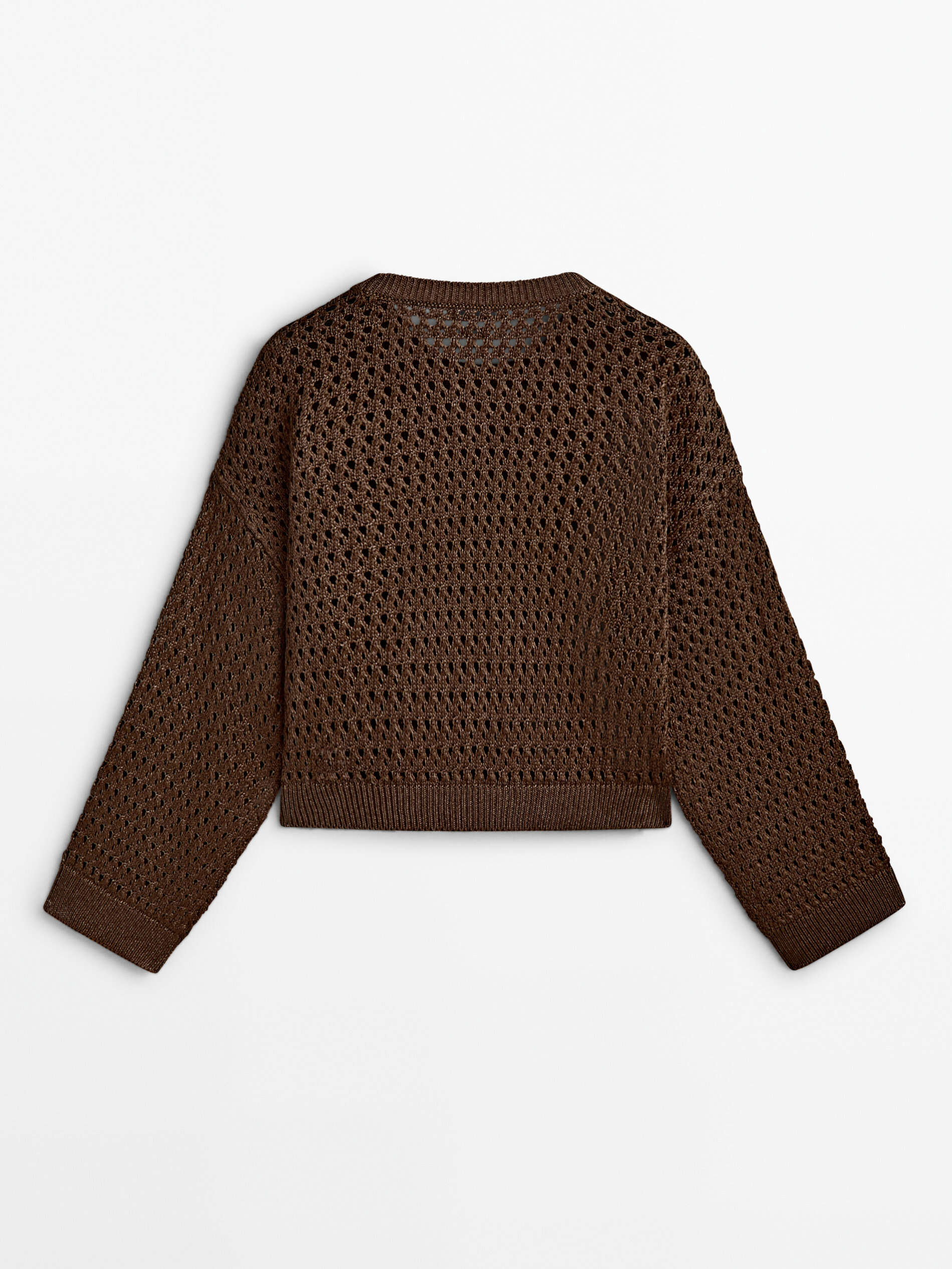 Jersey cropped punto crochet - MARRÓN