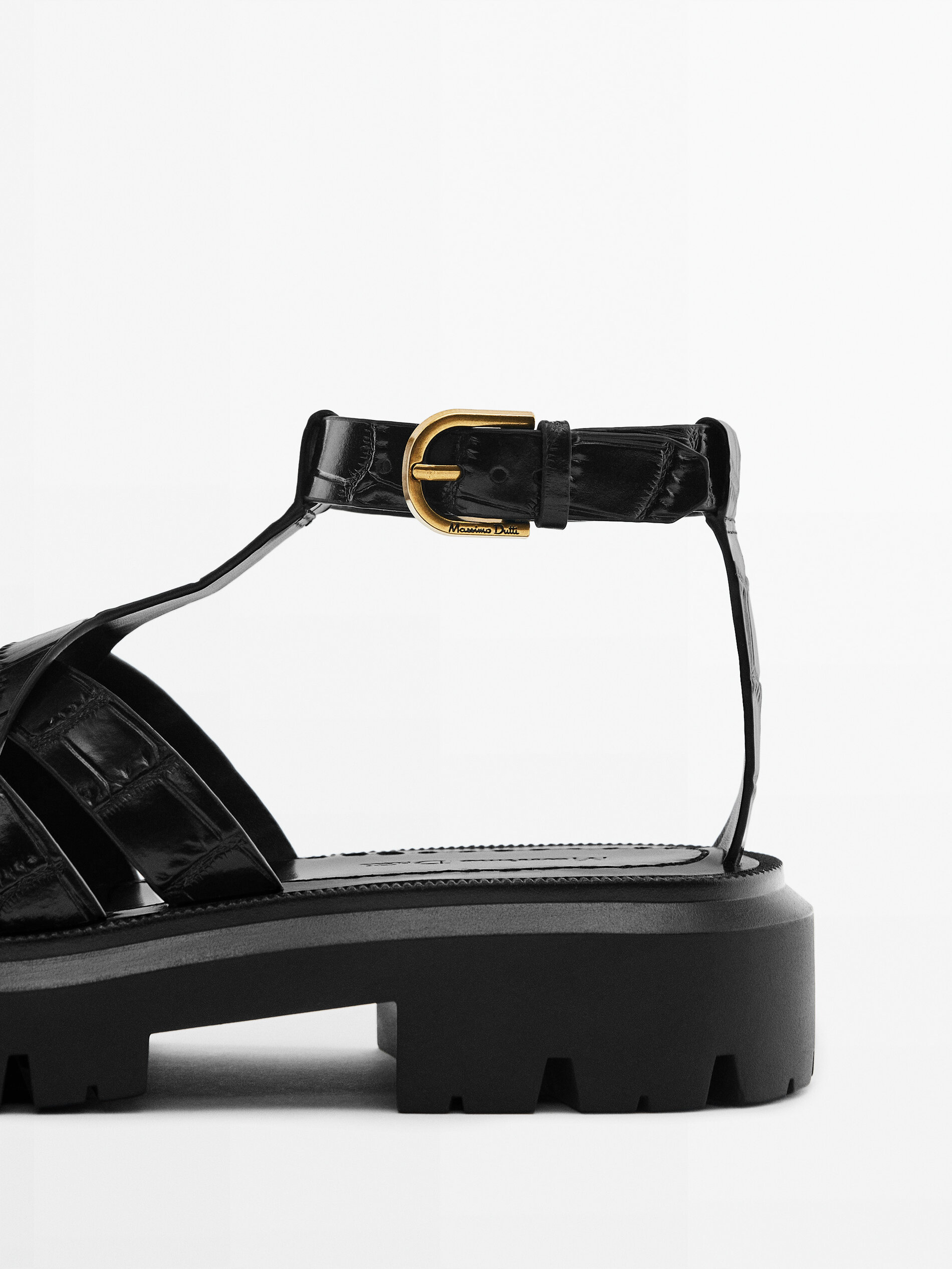 Sandalia piel super track - NEGRO