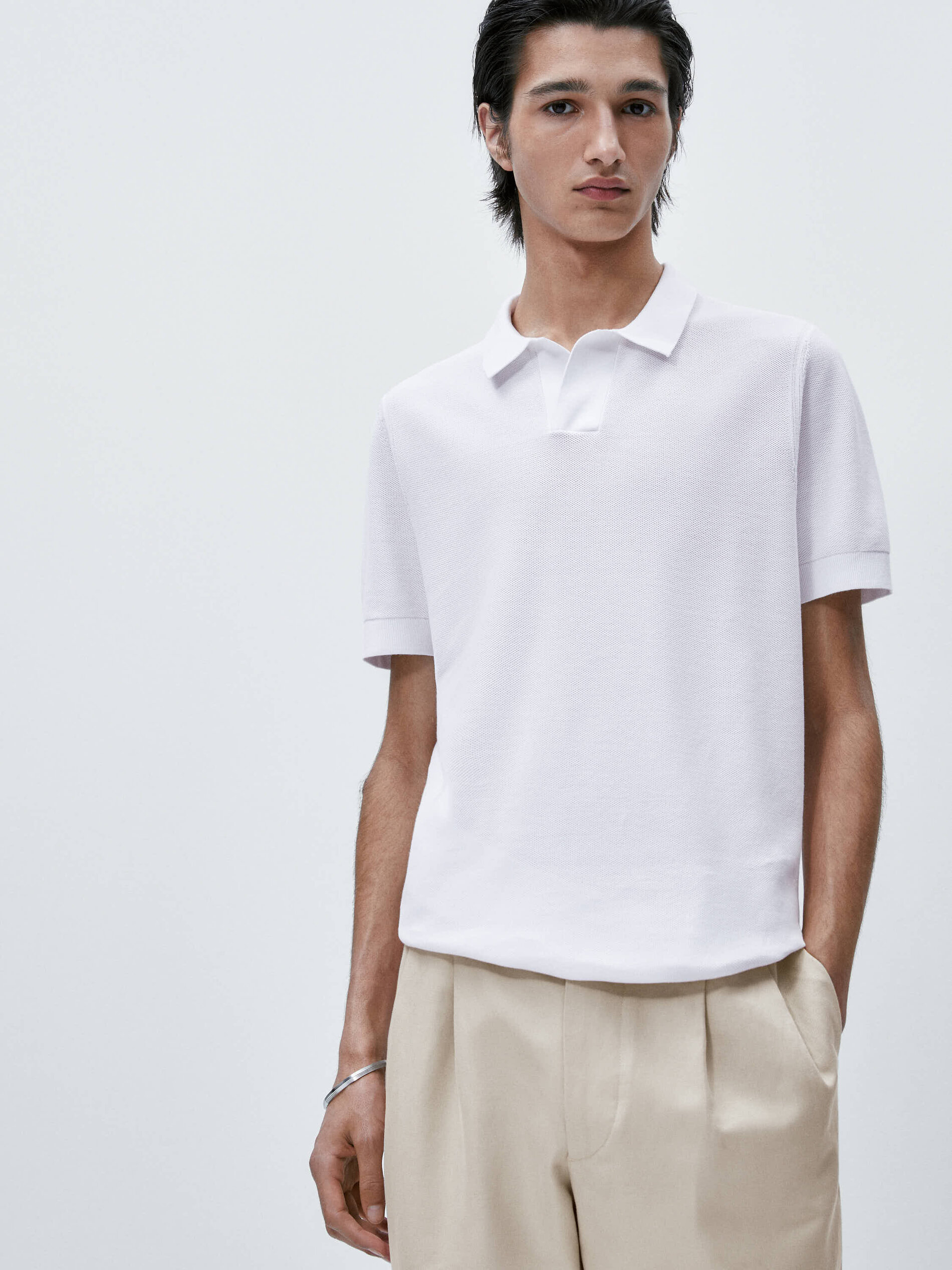 Jersey polo punto nido de abeja - BLANCO