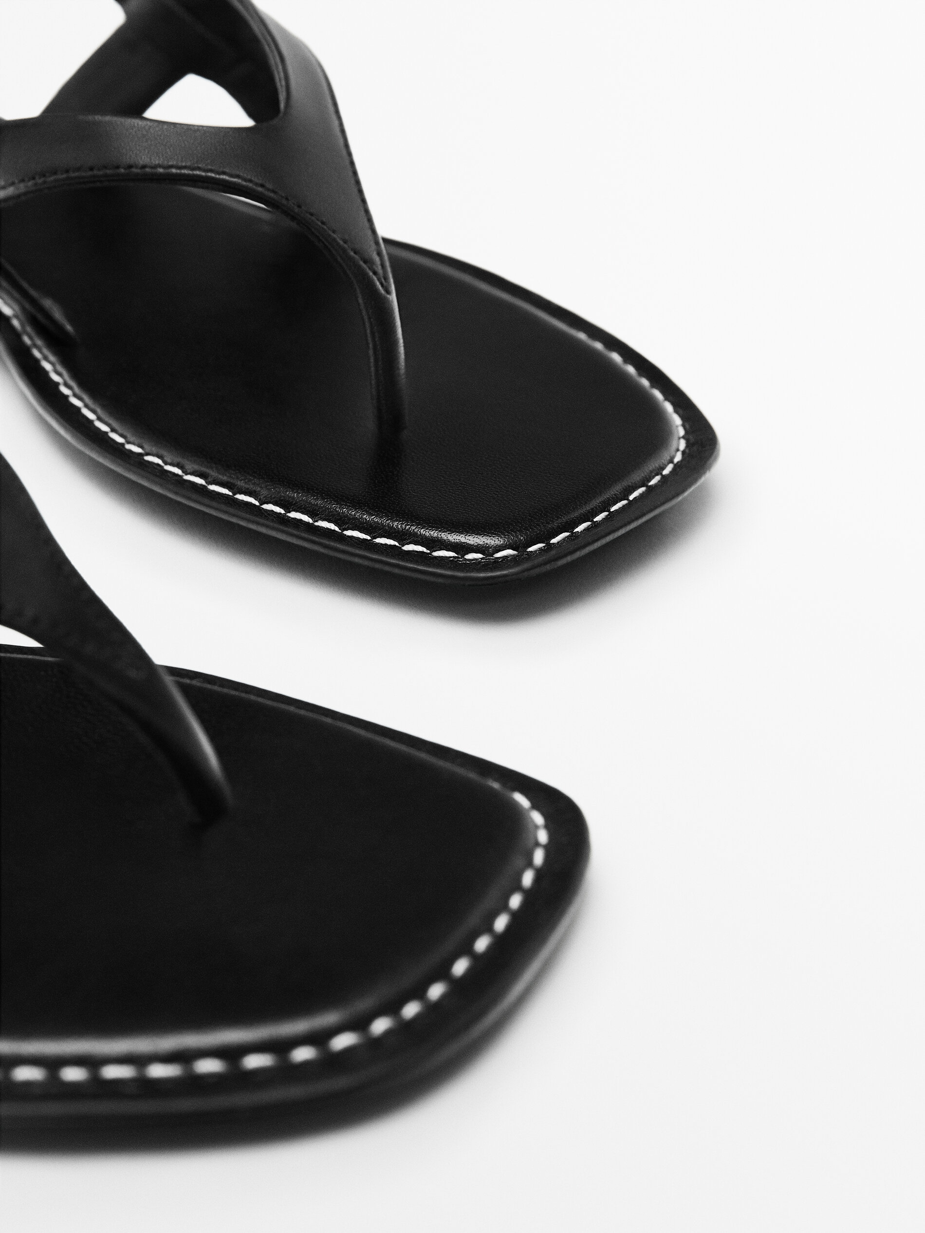 Sandalia piel planta cosida - NEGRO