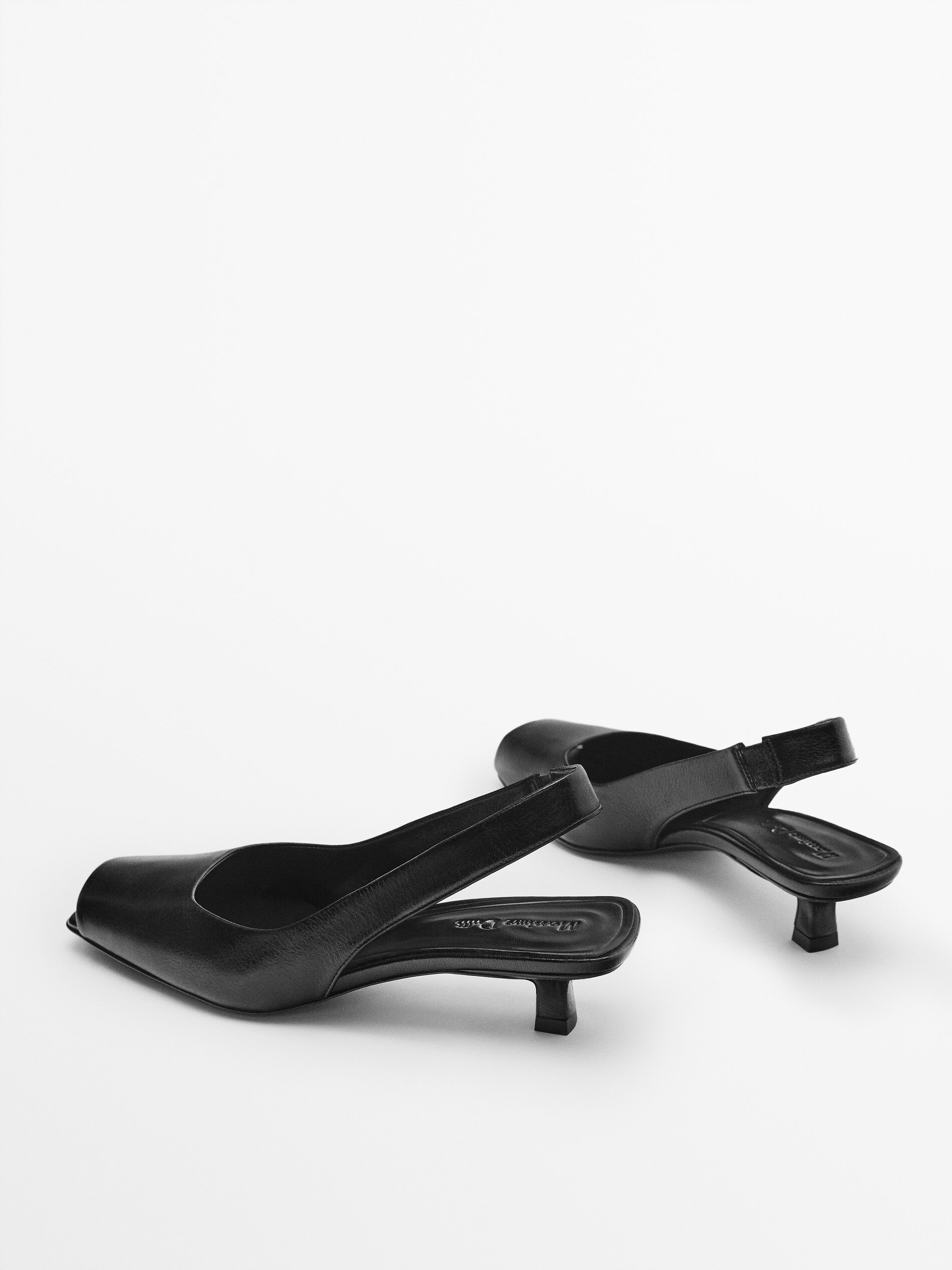 Zapato tacón piel destalonado - NEGRO