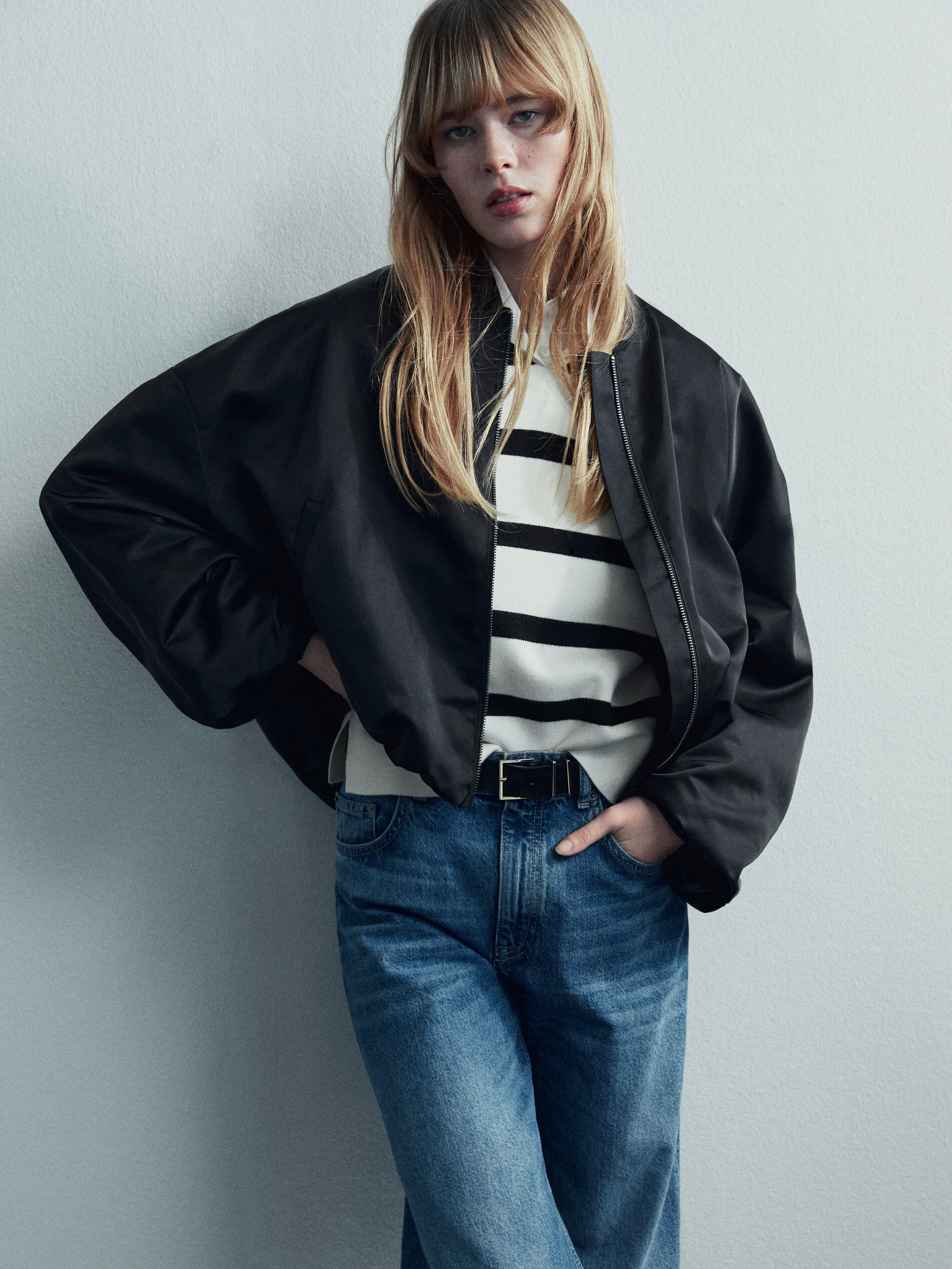 Chaleco punto rayas - CRUDO