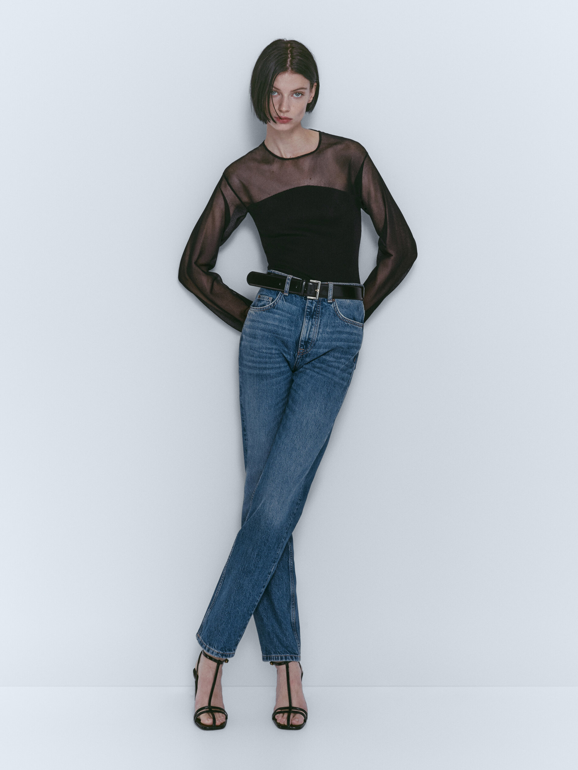 Jersey punto tejido combinado - NEGRO