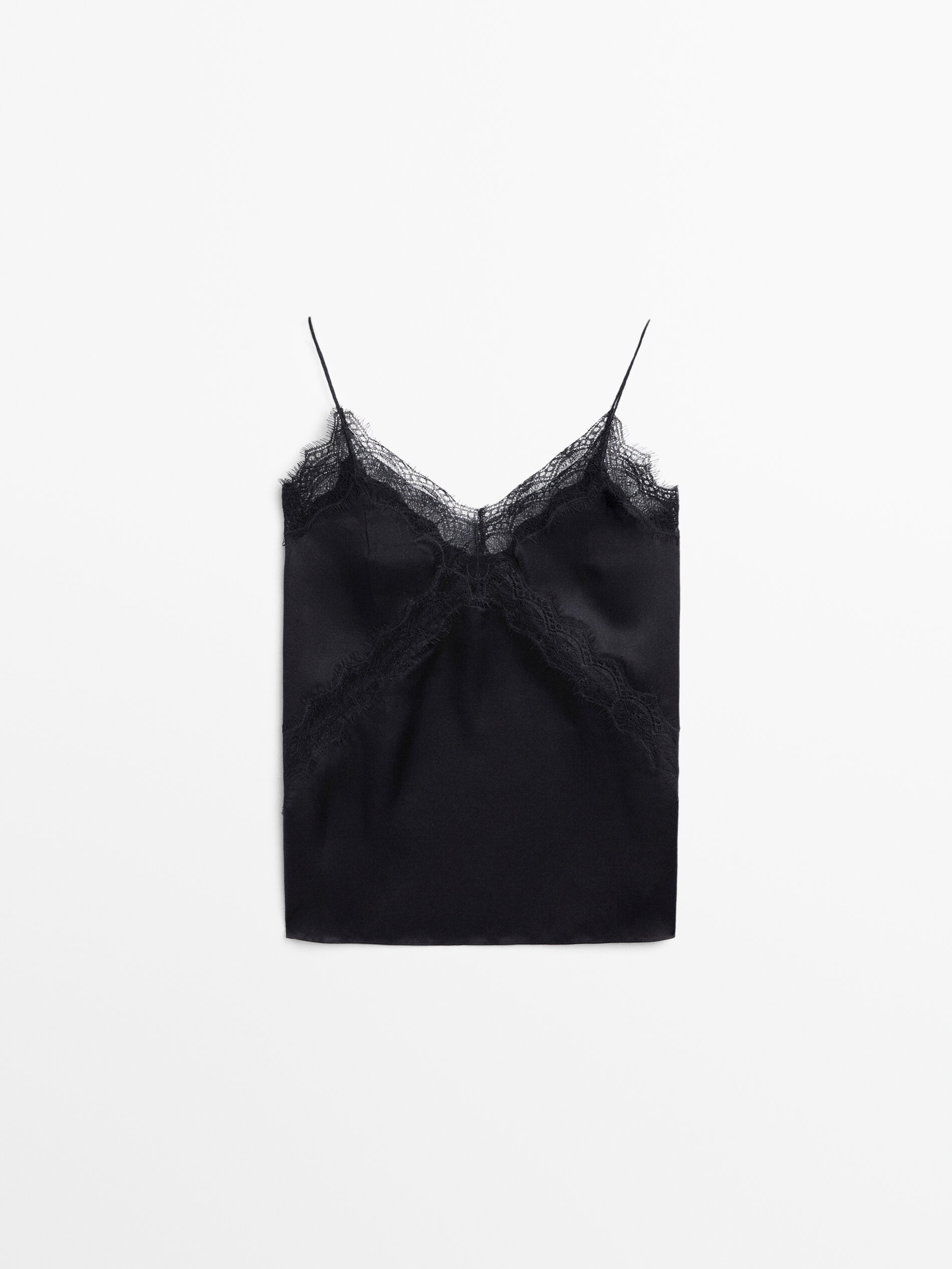 Top lencero detalle encaje -Studio - AZUL OSCURO