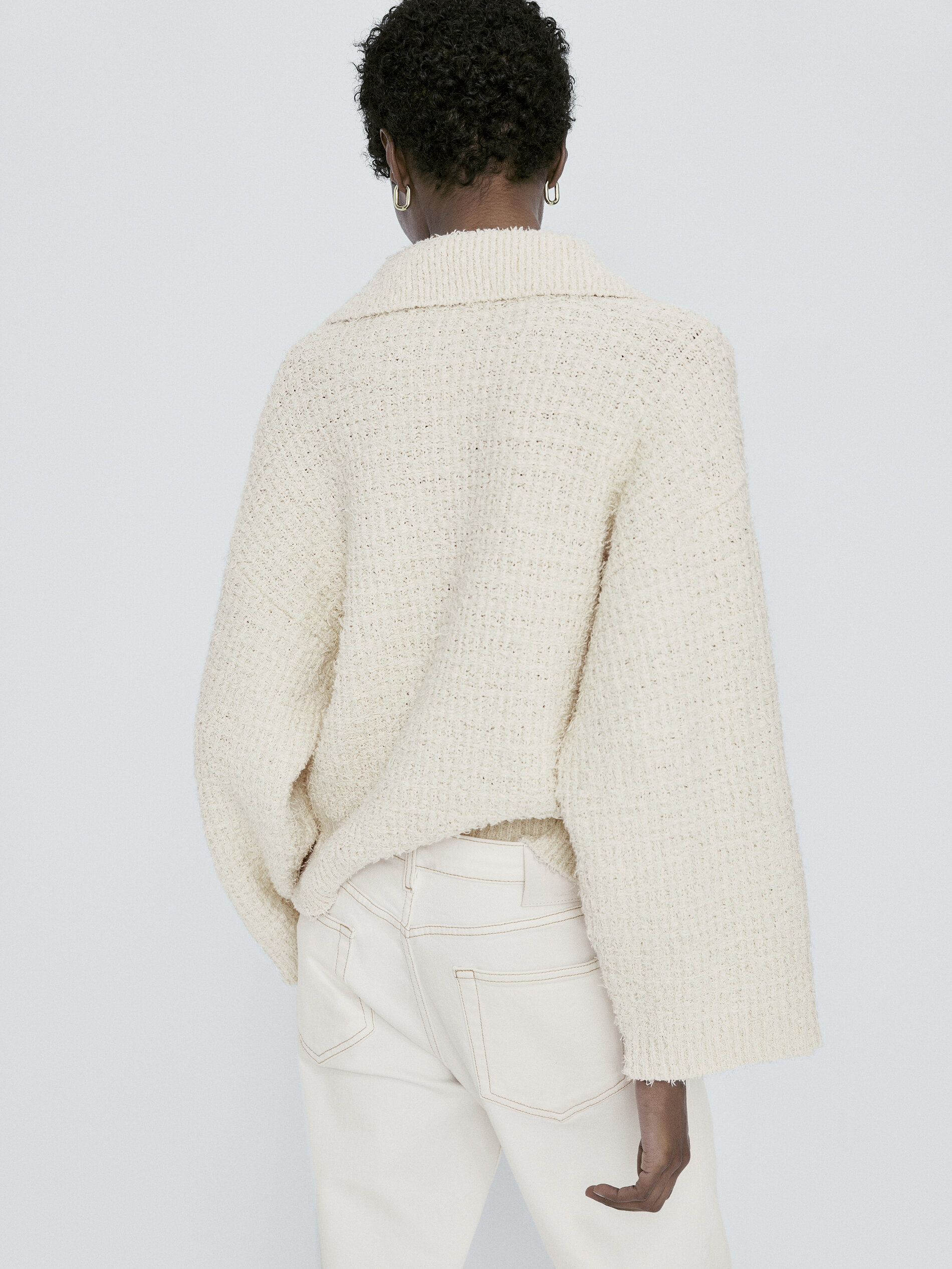 Jersey punto estructura cuello polo - BEIGE