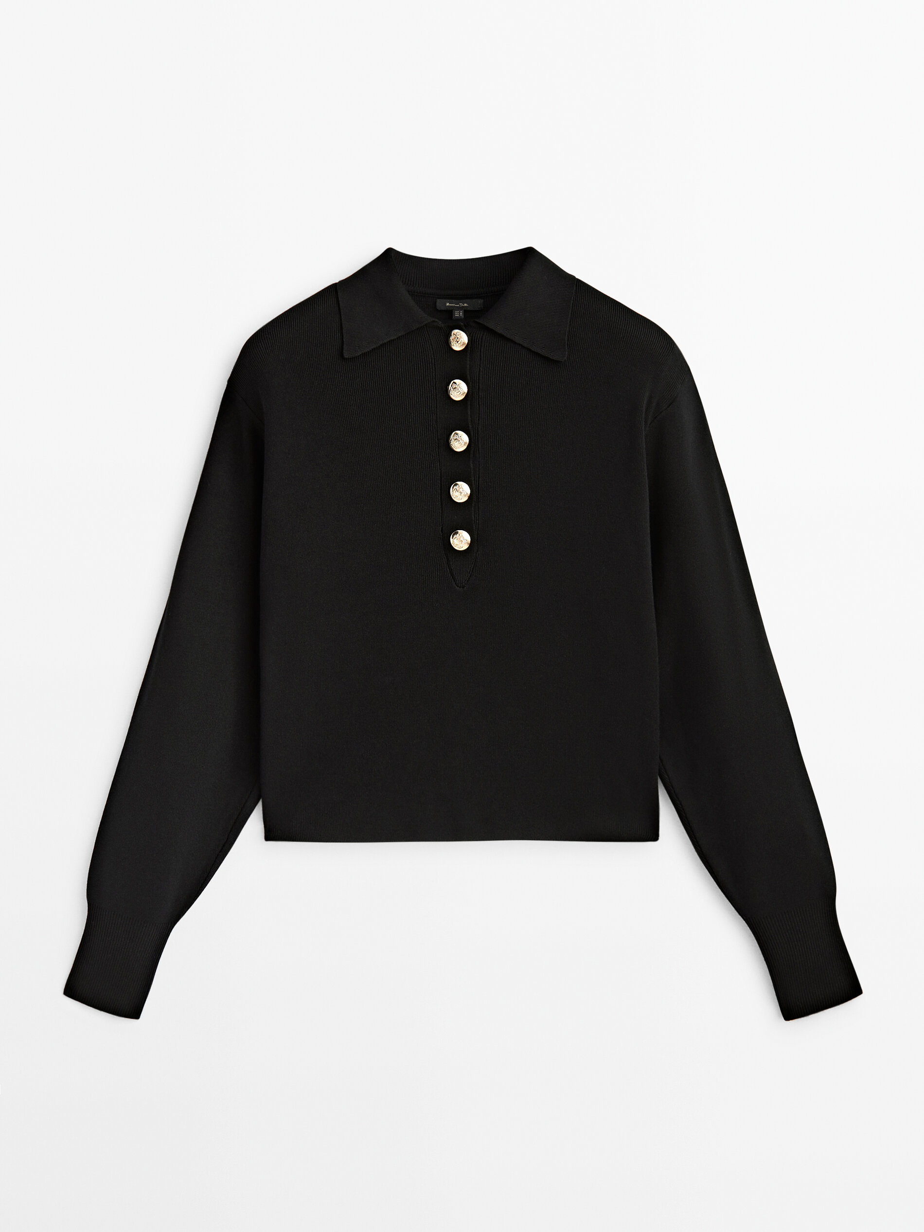 Jersey polo botones con hombreras - NEGRO