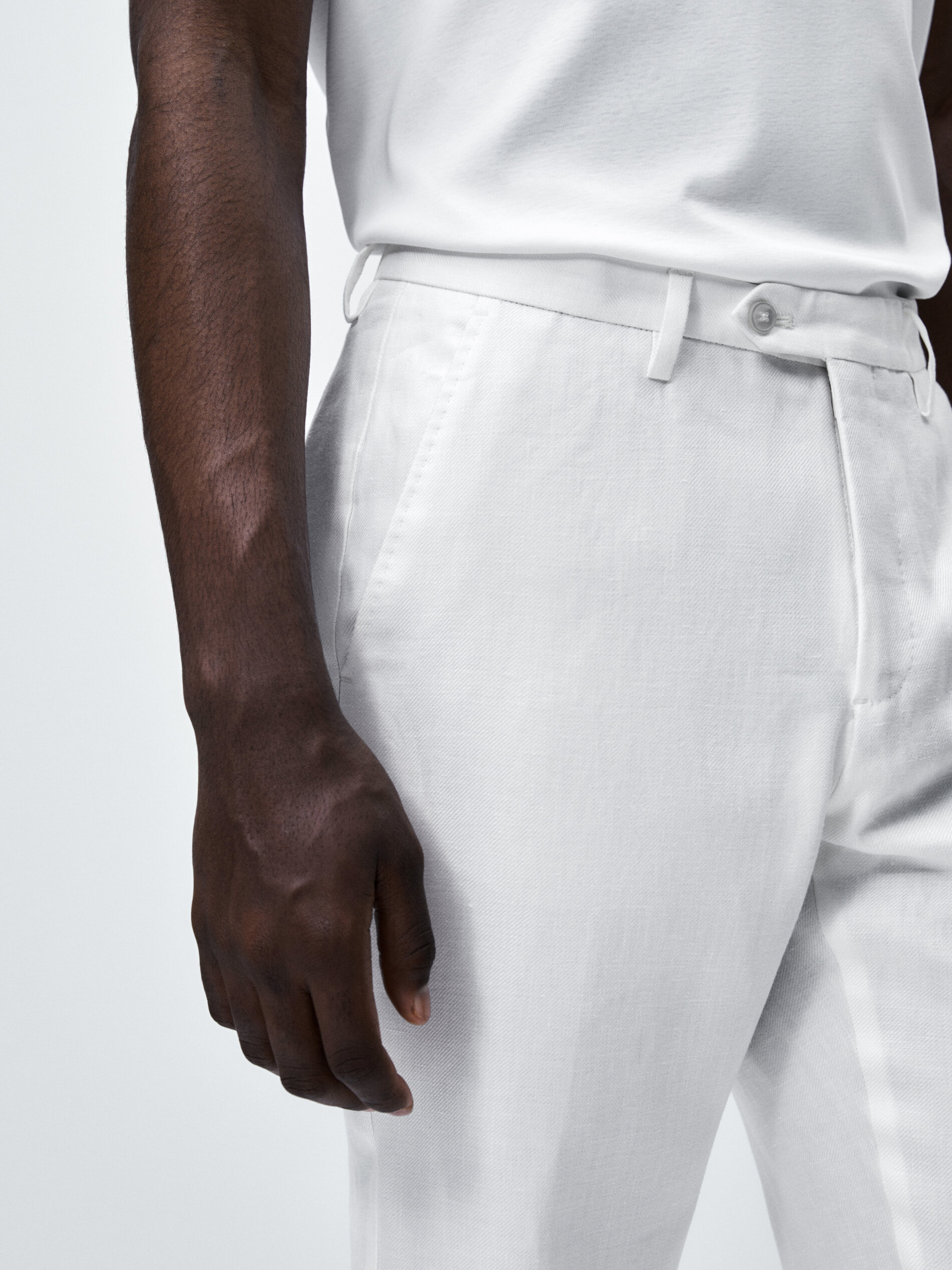 Pantalón traje 100% lino - BLANCO