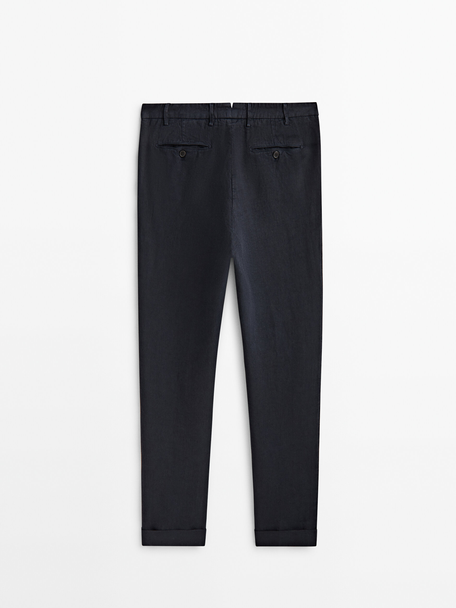 Pantalón lino tintada conjunto - AZUL MARINO