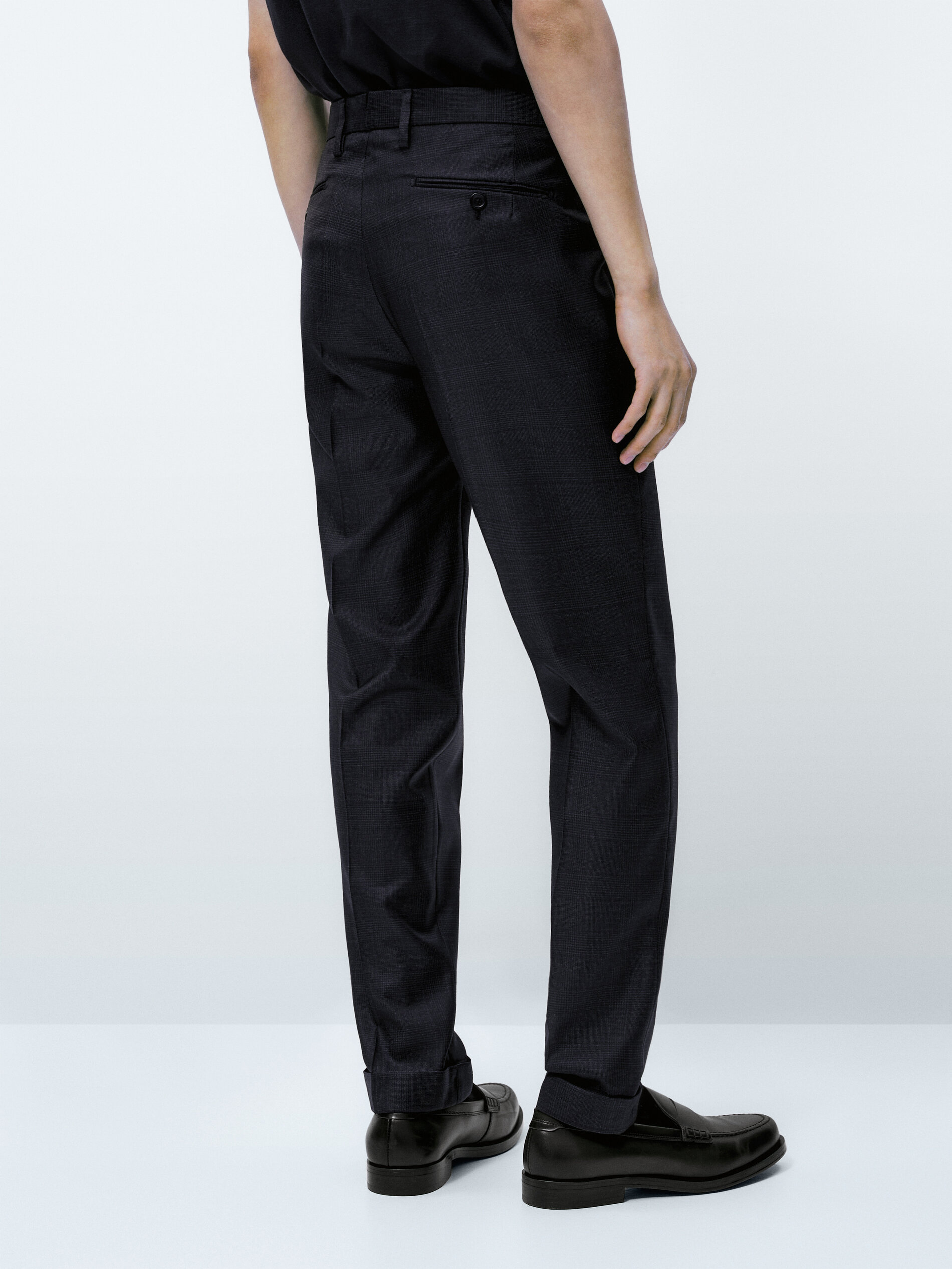 Pantalón traje cuadros azul lana - AZUL MARINO