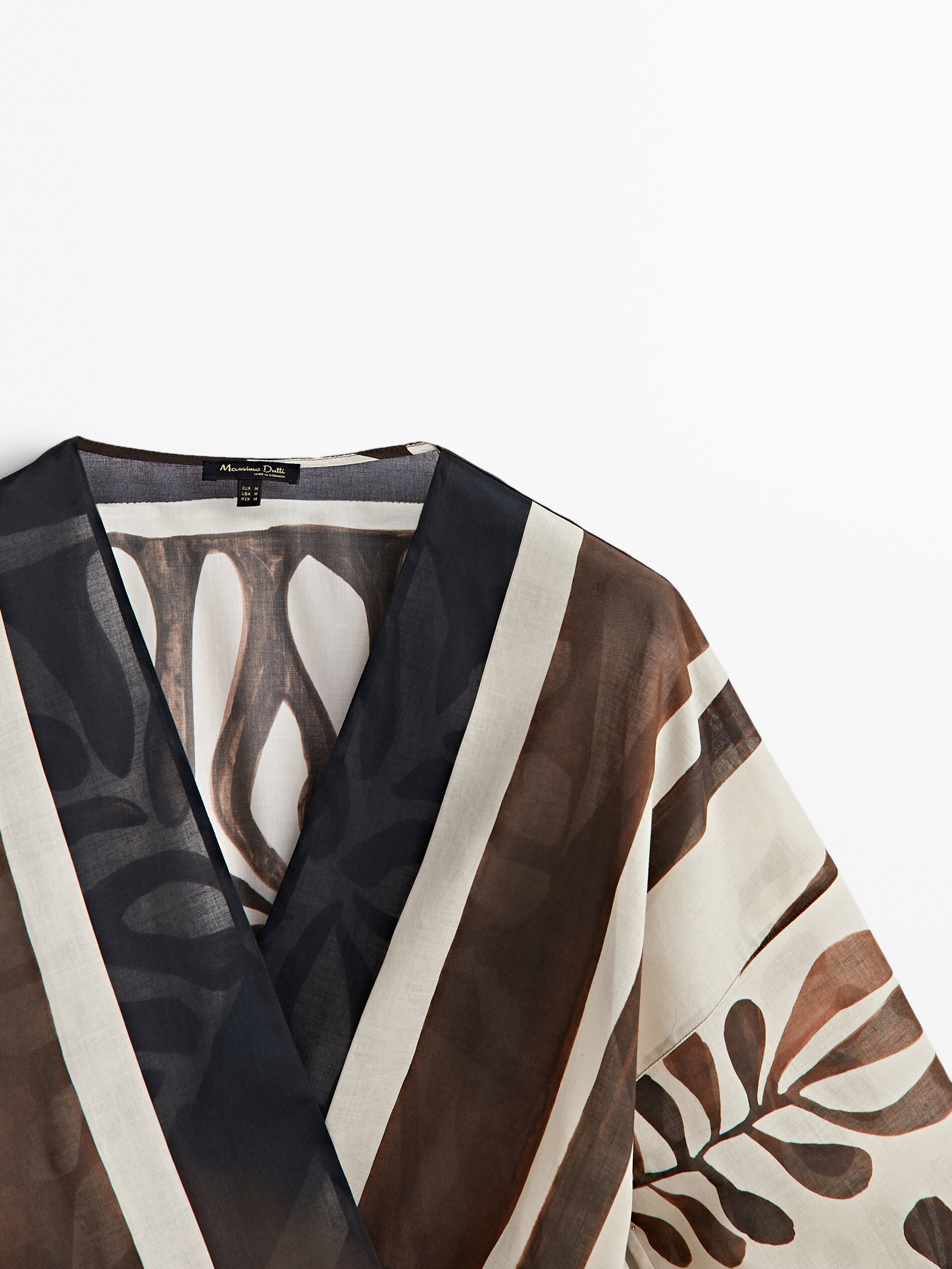 Camisa cruzada estampada - MARRÓN