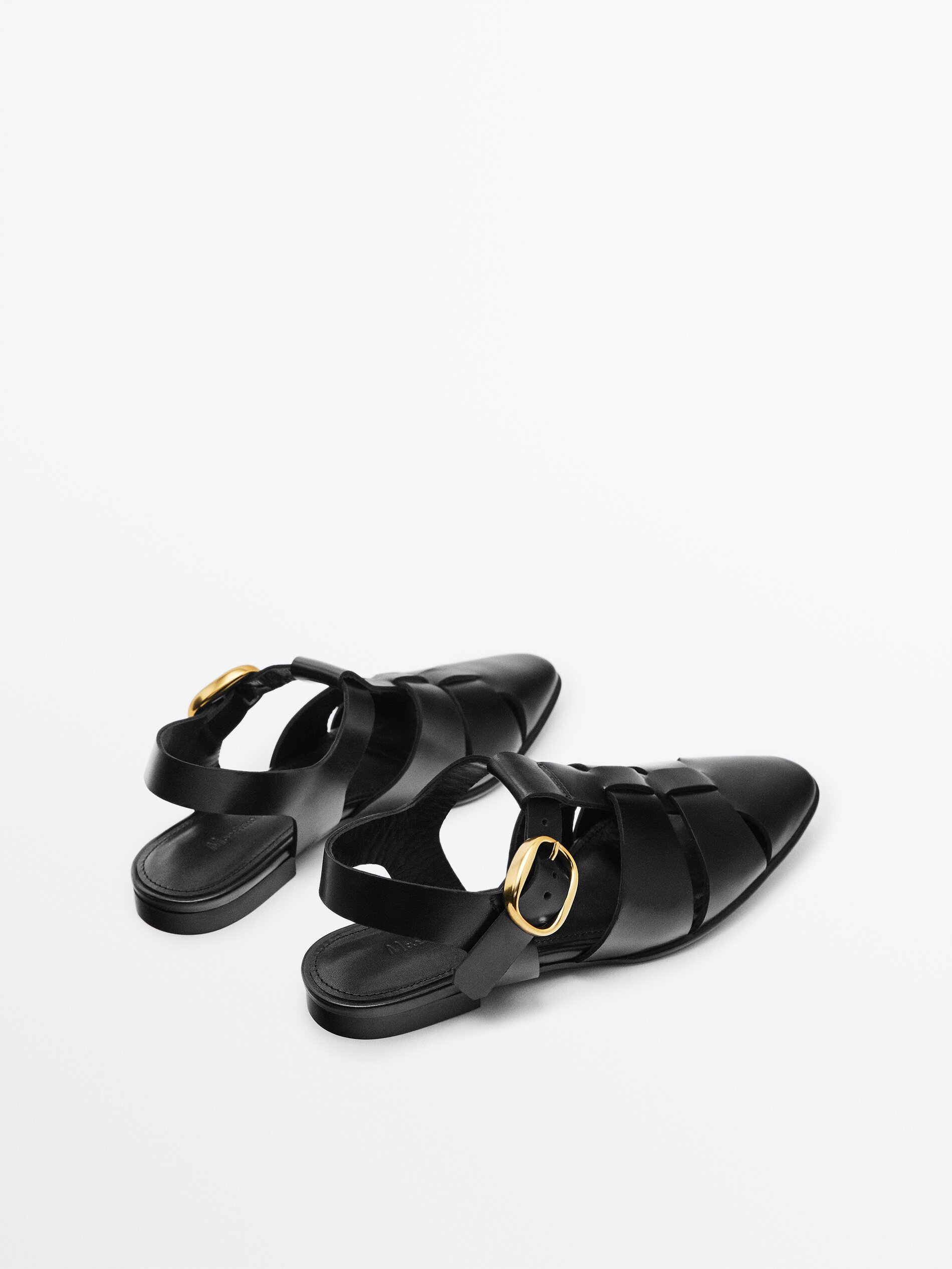 Sandalia cangrejera piel hebilla - NEGRO