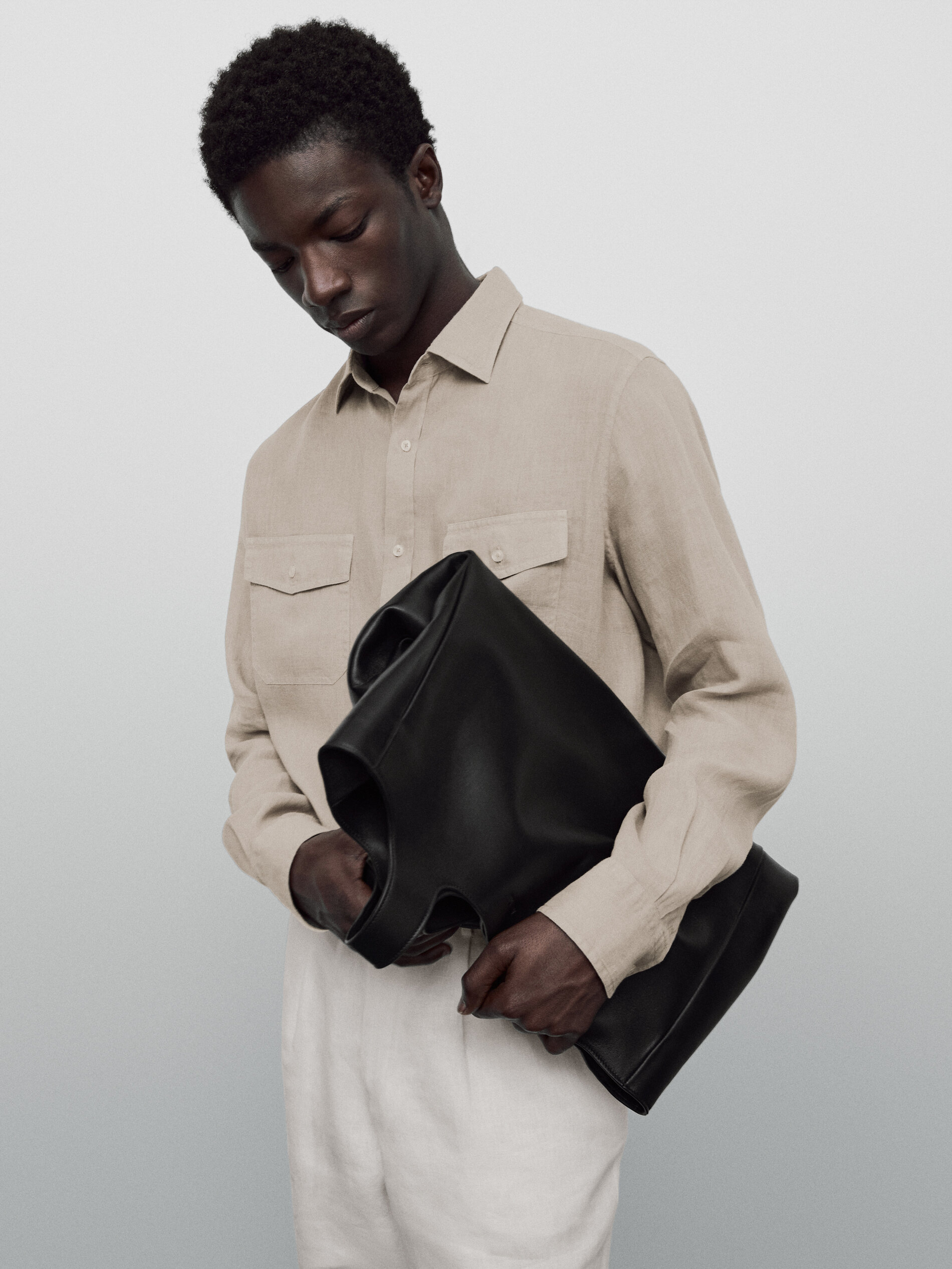 Camisa lino bolsillos regular fit Limited edition - BEIGE